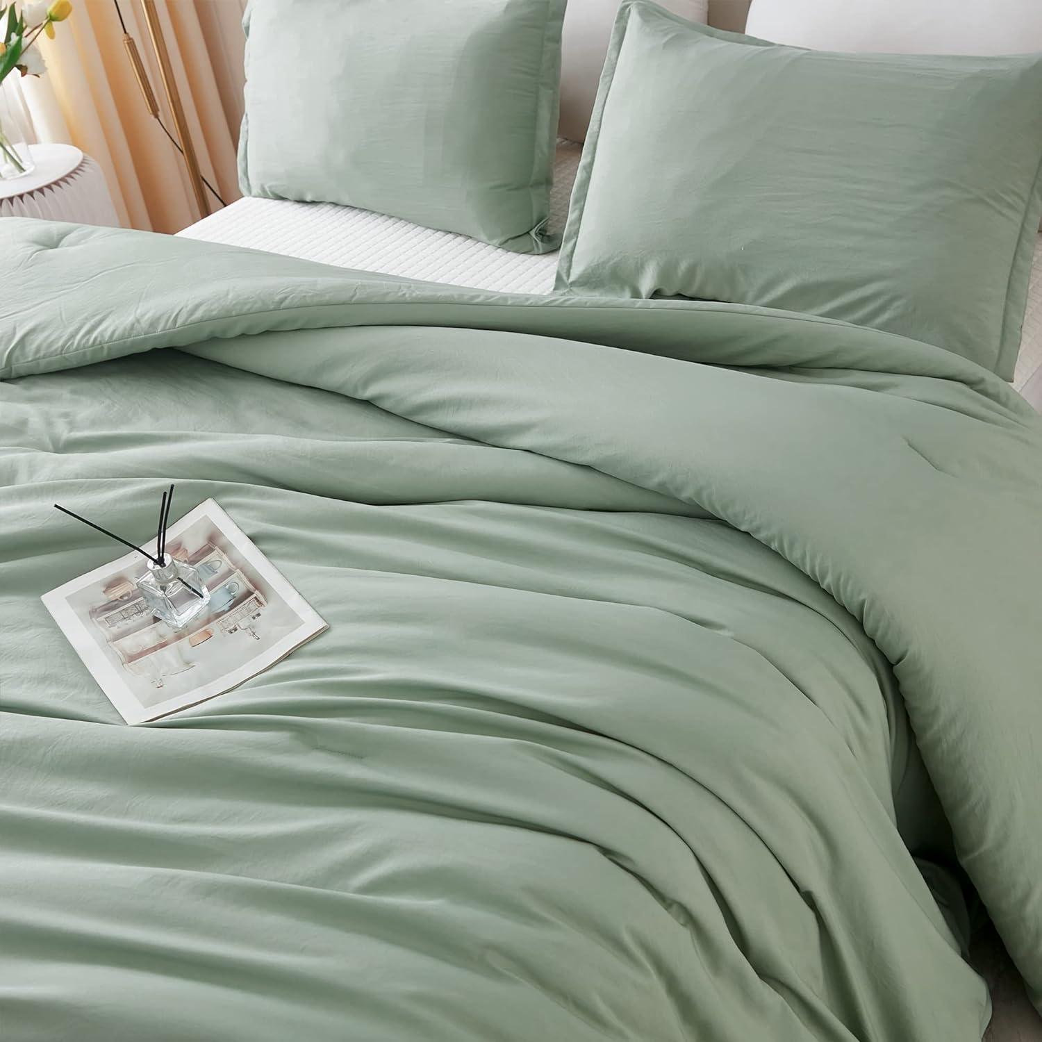 Solid Bedding Set Sage Green - 3 Piece - King