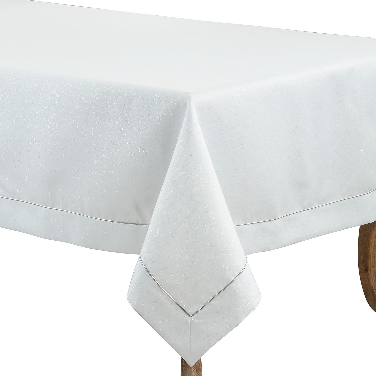 Saro Bourget Collection Shimmering Tablecloth with Piping Detail
