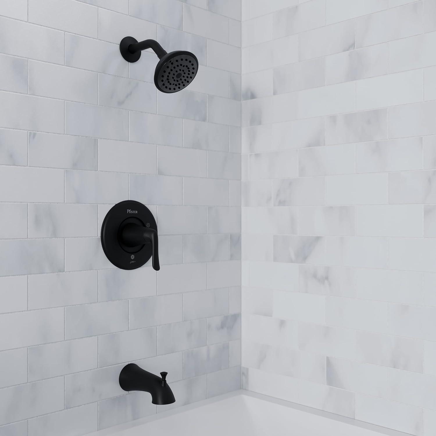Pfister Willa Tub & Shower Trim Kit, Valve and Cartridge Included, 1-Handle, Spot Defense Matte Black Finish, 8P8WS2MALSSDB
