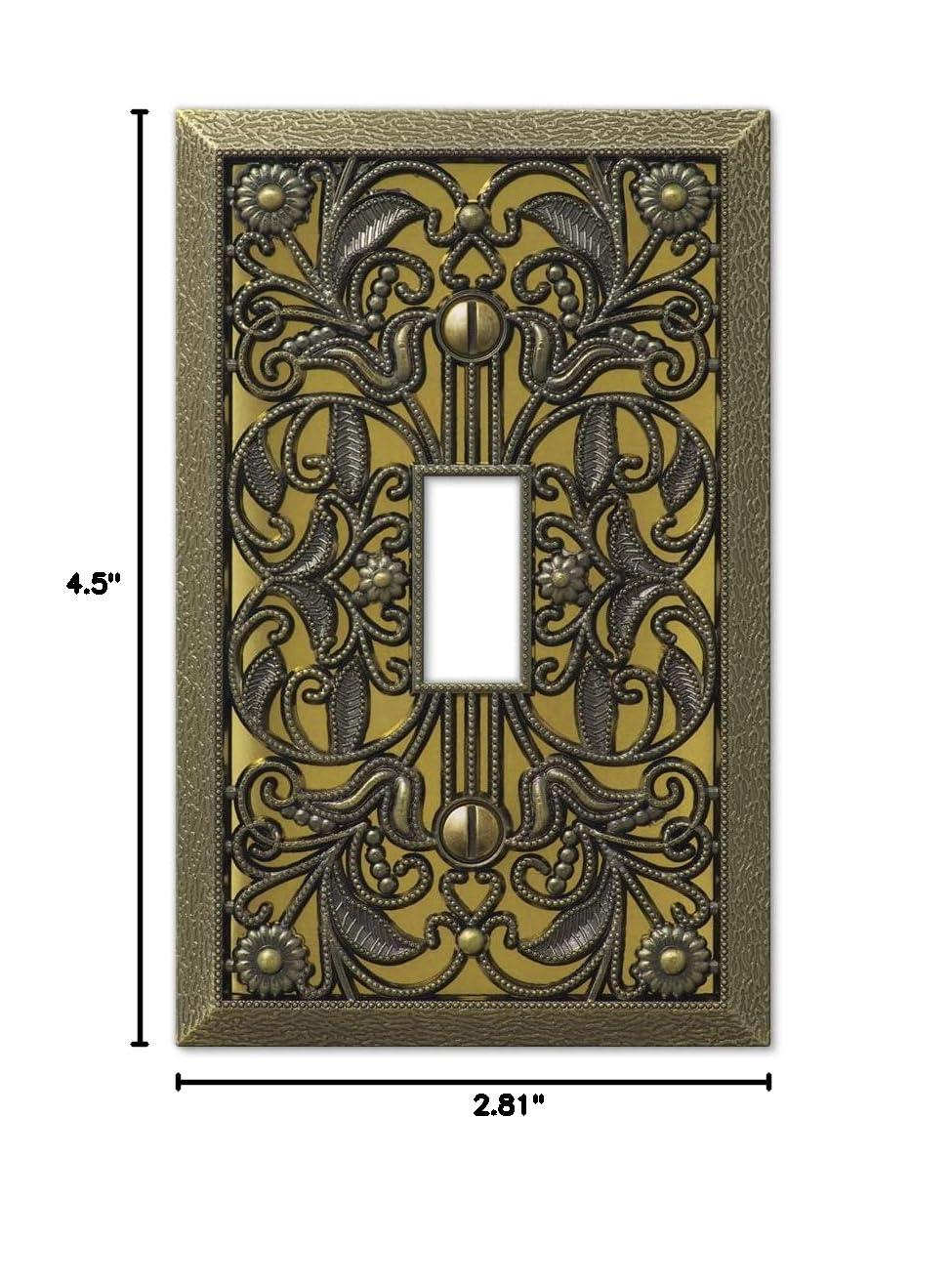 Amerelle 65RAB Placa de Pared de Filigrana, 1 Balancín GFCI, Metal Fundido, Latón Antiguo, 1 Paquete