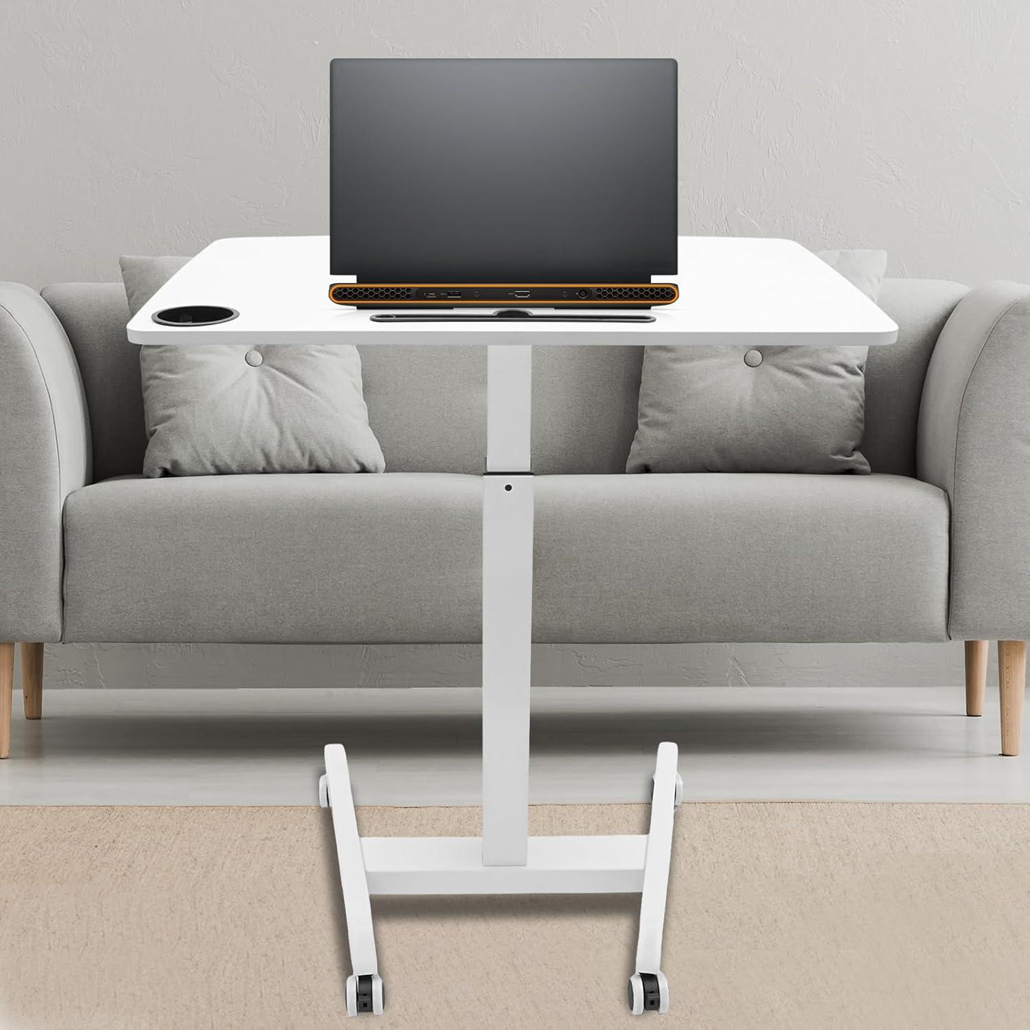 XIANERS Mobile Standing Desk Pneumatic Computer Table Adjustable Height Mobile Stand Up Desk With Wheels Portable Rolling Desk Computer Desk Laptop Desk Standing Table latest