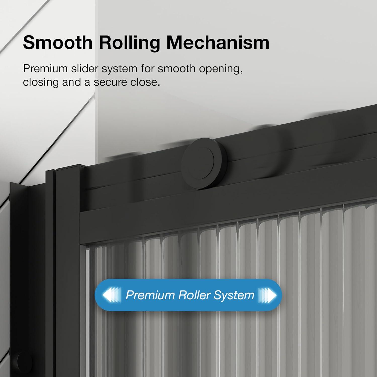 Ove Decors Stanford 48 In. W X 74 In. H Sliding Fluted Straight Alcove Shower Door