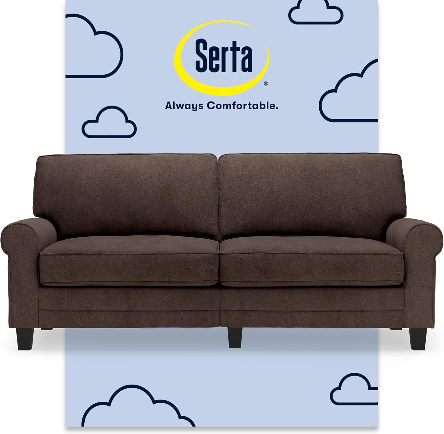 Serta Copenhagen 78" Rolled Arm Sofa, Easy Care Fabric, Soft Pillow Back, Pocket Coil Seat Cushions