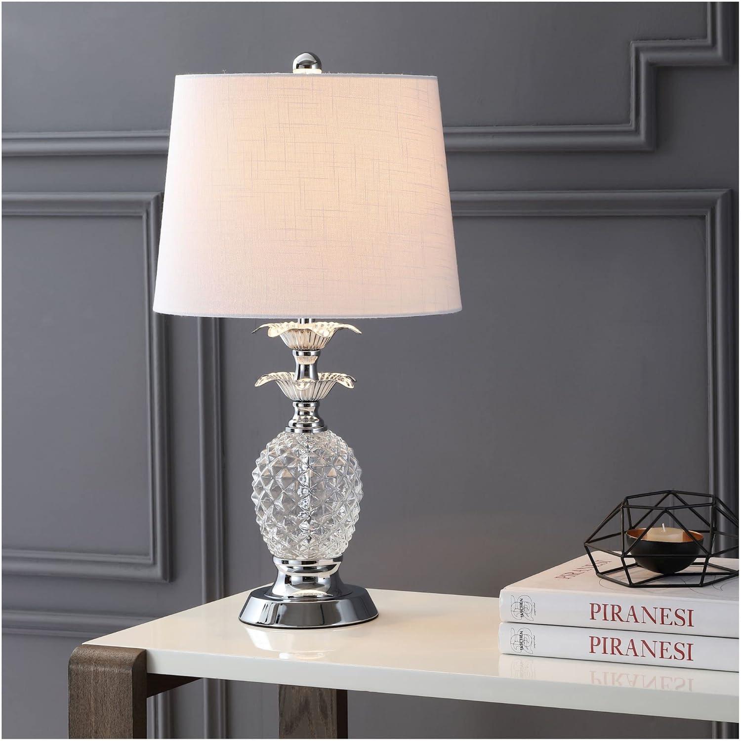 24" Silver Glass Table Lamp with 3-Way Switch