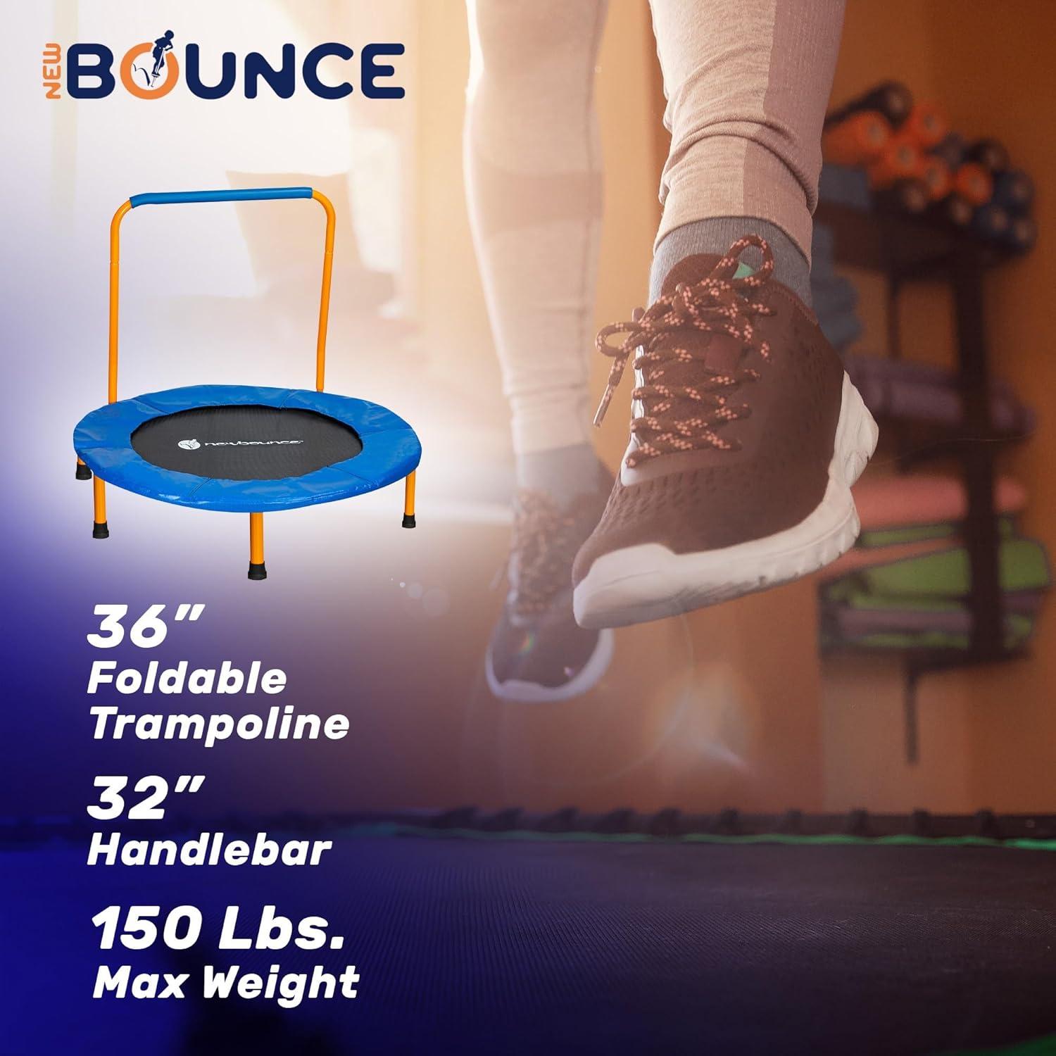 New Bounce New Bounce Mini Trampoline - Foldable Trampoline for Children and Adults - Holds Up to 220 Lbs