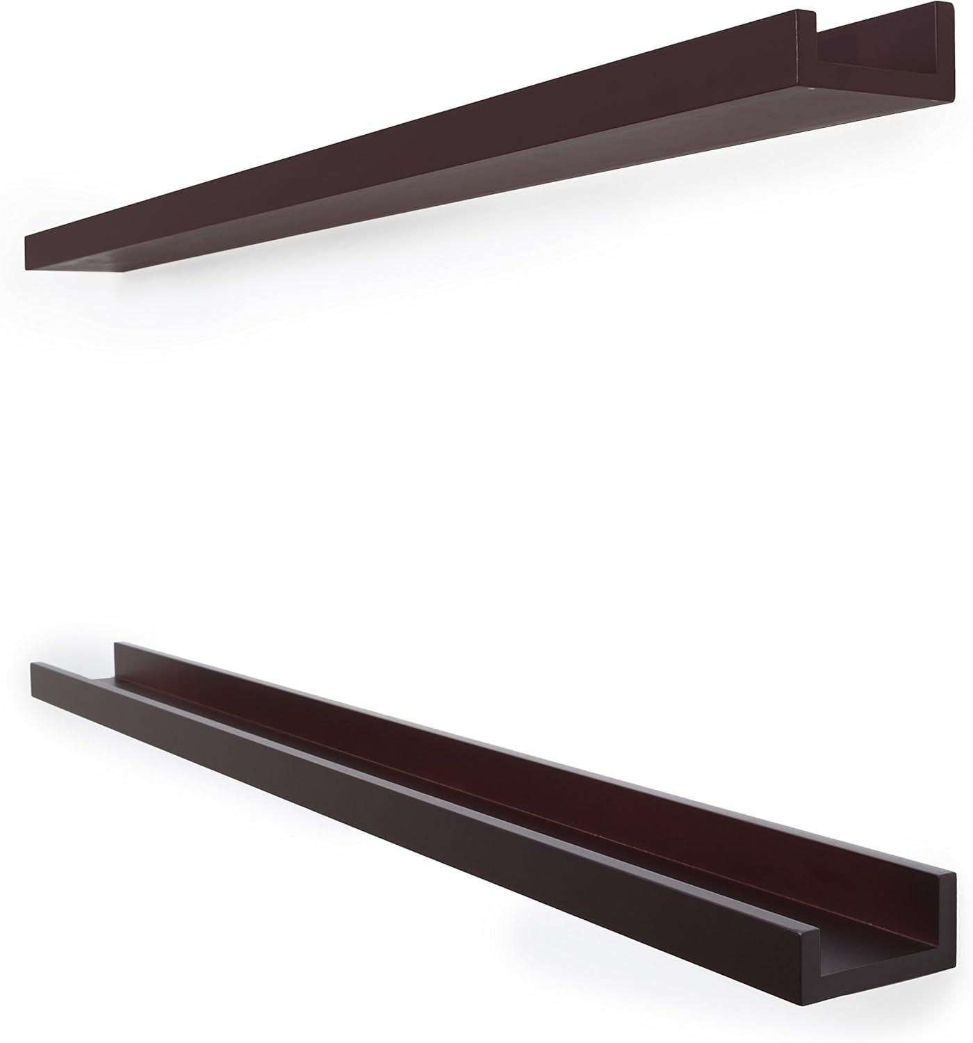 kieragrace KG Modern  Edge Frame Ledge  Set of 2 Espresso Engineered Wood