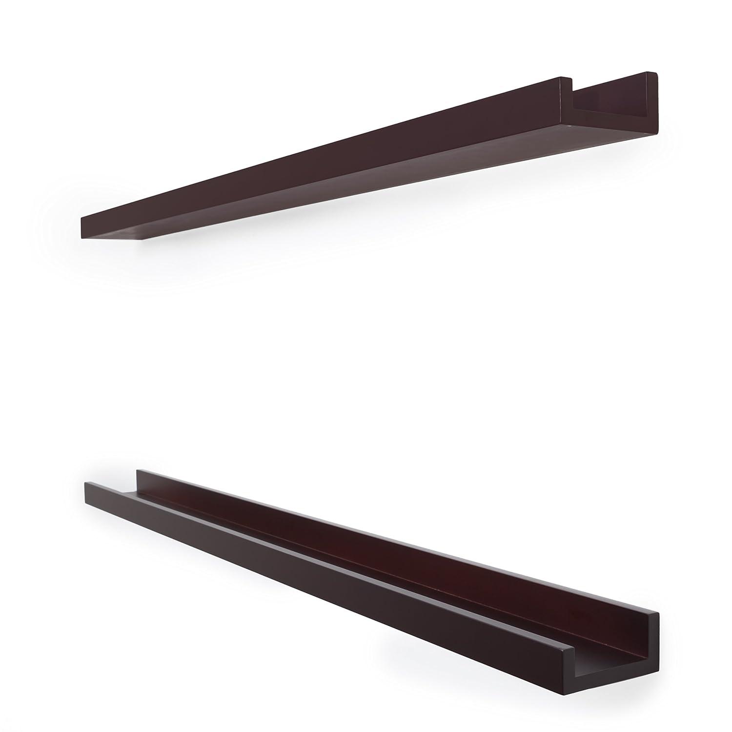 kieragrace KG Modern  Edge Frame Ledge  Set of 2 Espresso Engineered Wood