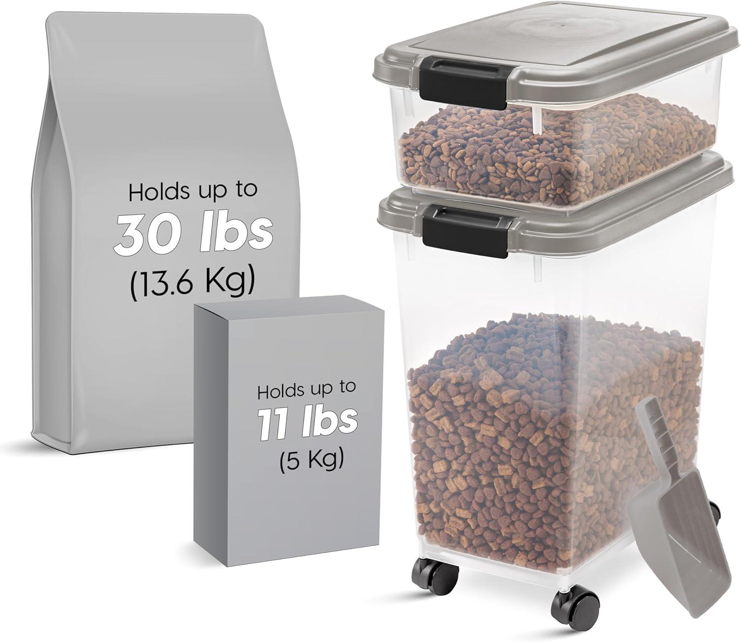 Zoey Tails 35 Lbs. WeatherPro Airtight Stackable Pet Food Storage Container Combo with Scoop & Treat Box