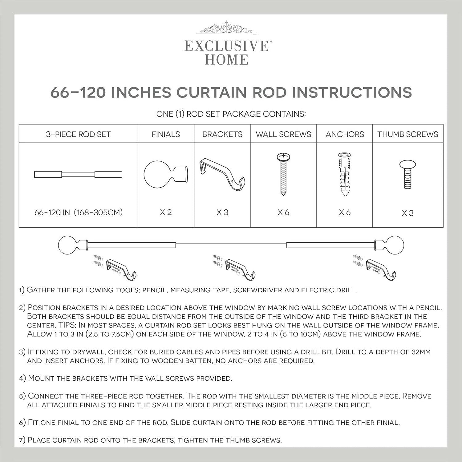 Jewett Exclusive Home Vine 1" Curtain Rod and Coordinating Finial Set, Adjustable