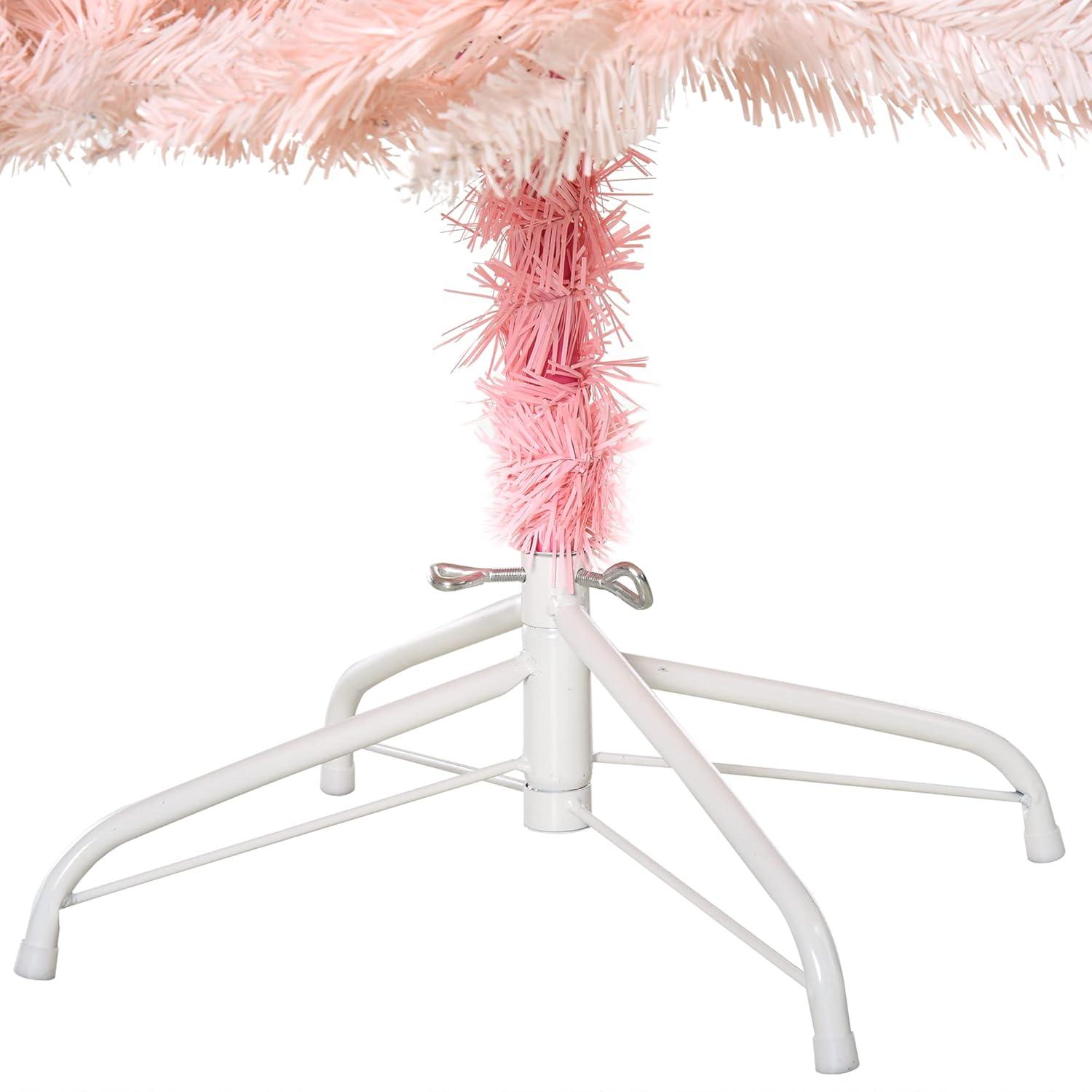 HOMCOM 7ft Unlit Spruce Artificial Christmas Tree with Realistic Branches and 1000 Tips, Pink