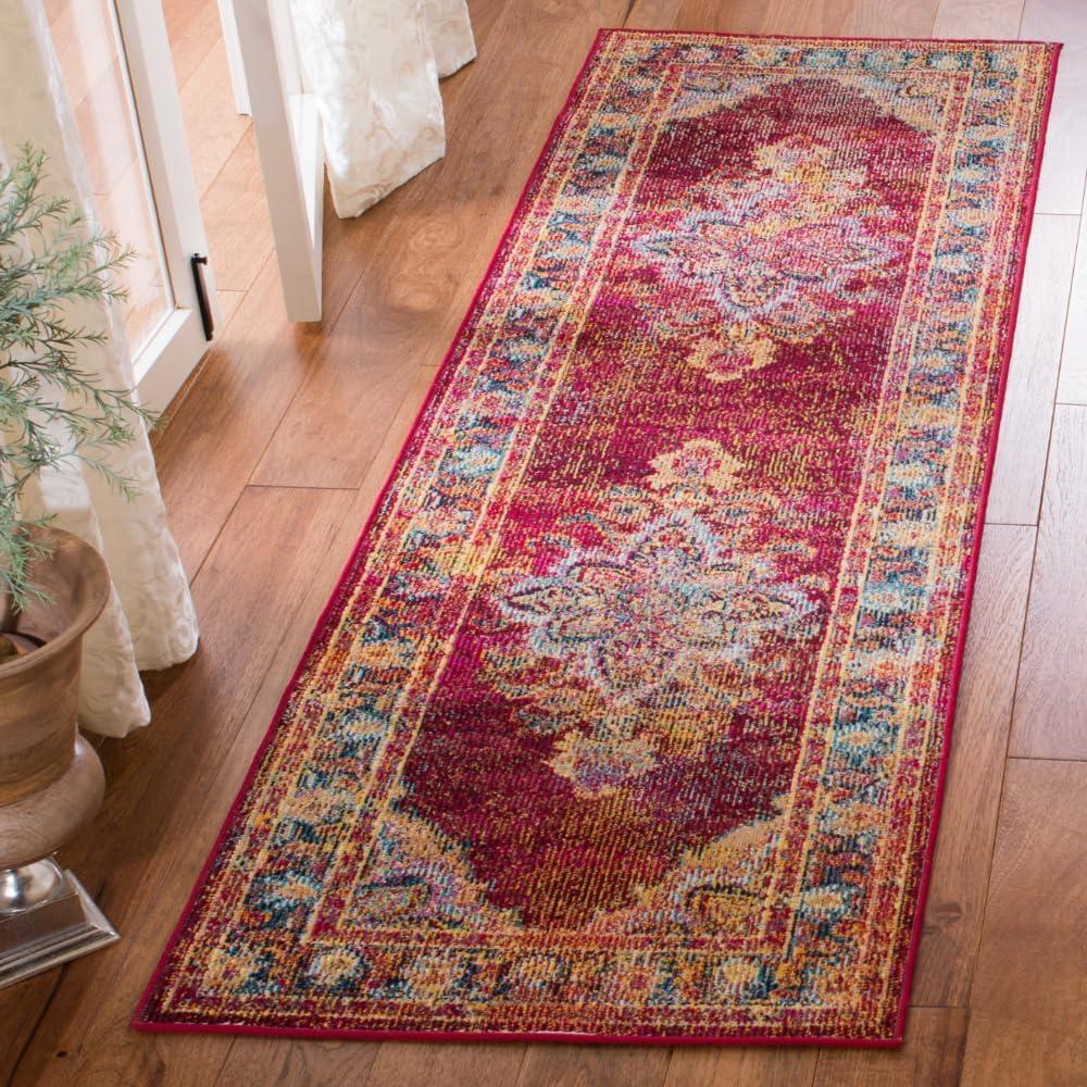 Crystal CRS508 Power Loomed Runner Rug - Ruby/Navy - 2'2"x7' - Safavieh.