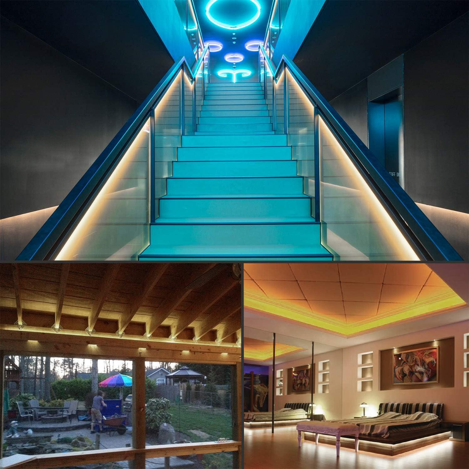 Led Strip Lights 16.4 Feet Outdoor Led Lights Waterproof 300 LEDs Flexible Led Light Strips Color Changing Music Sync RGB Rope Light with Remote Smart Led Lights for Bedroom Home Kitchen