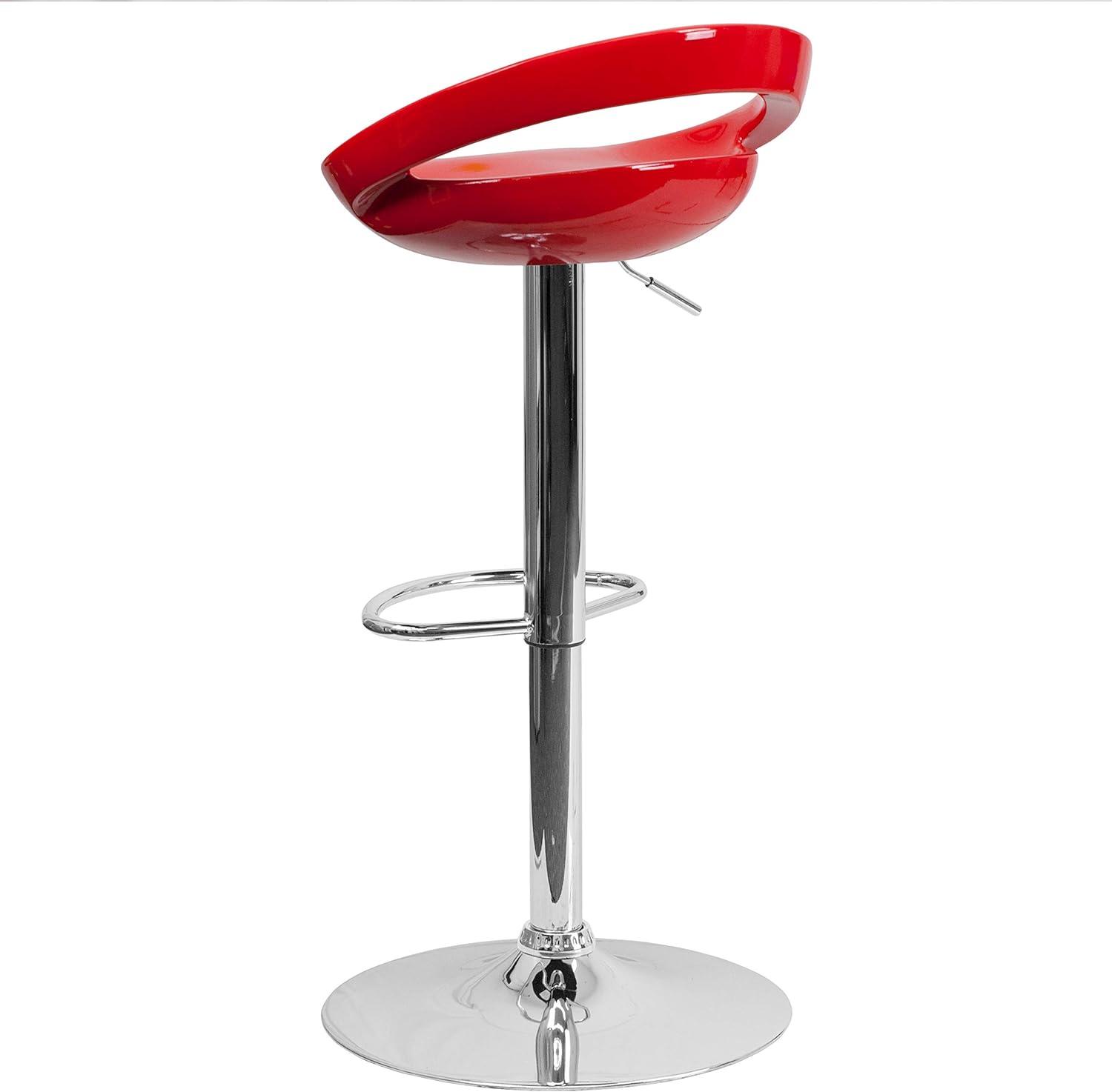 Flash Furniture Contemporary Plastic Adjustable Height Barstool with Rounded Cutout Back and Chrome Base