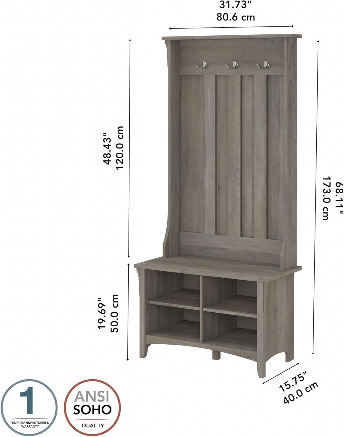 Bush Furniture Salinas Hall Tree with Shoe Storage Bench