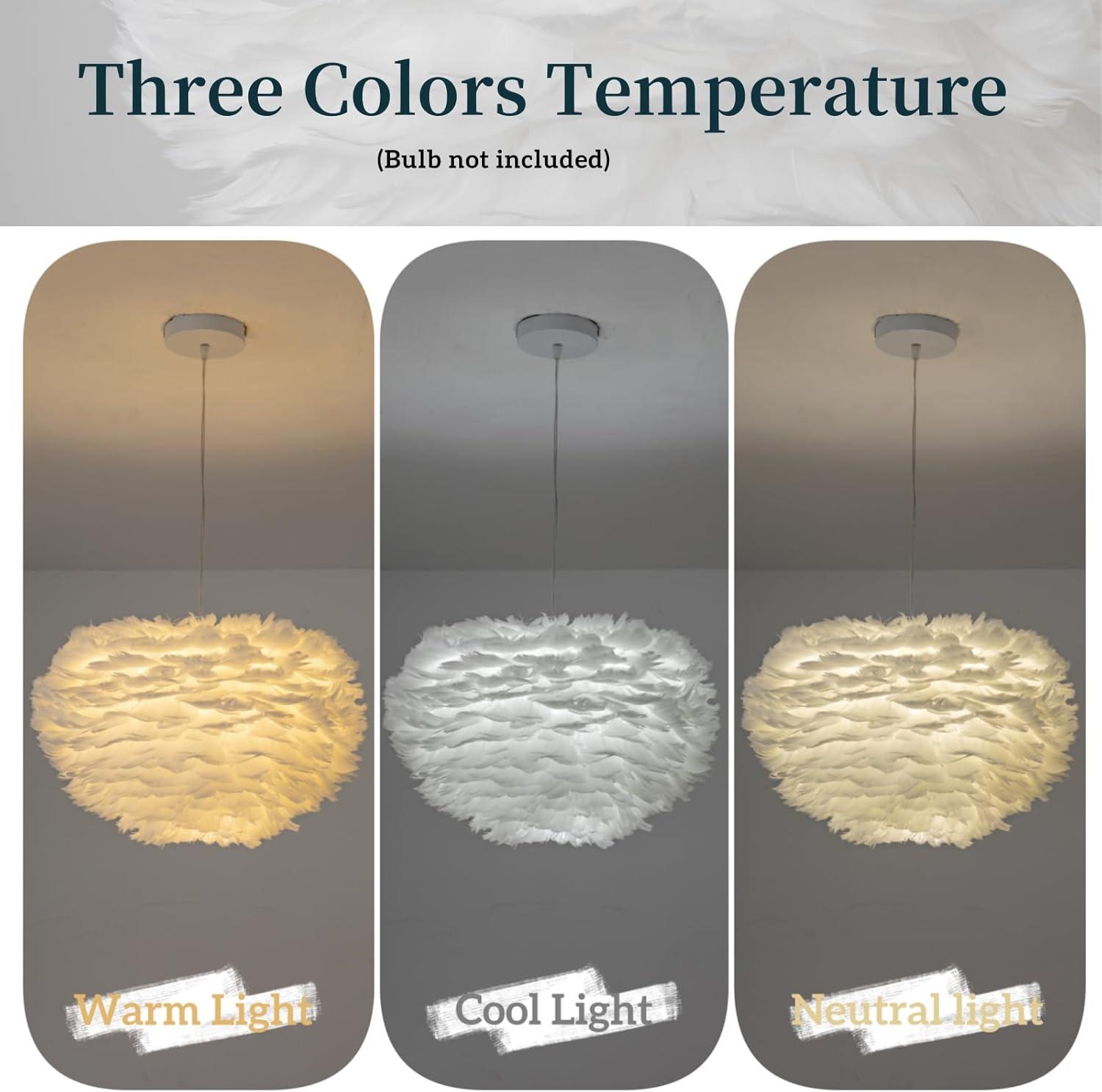 JONATHAN Y Stork 19" Feather Metal Adjustable LED Pendant, White