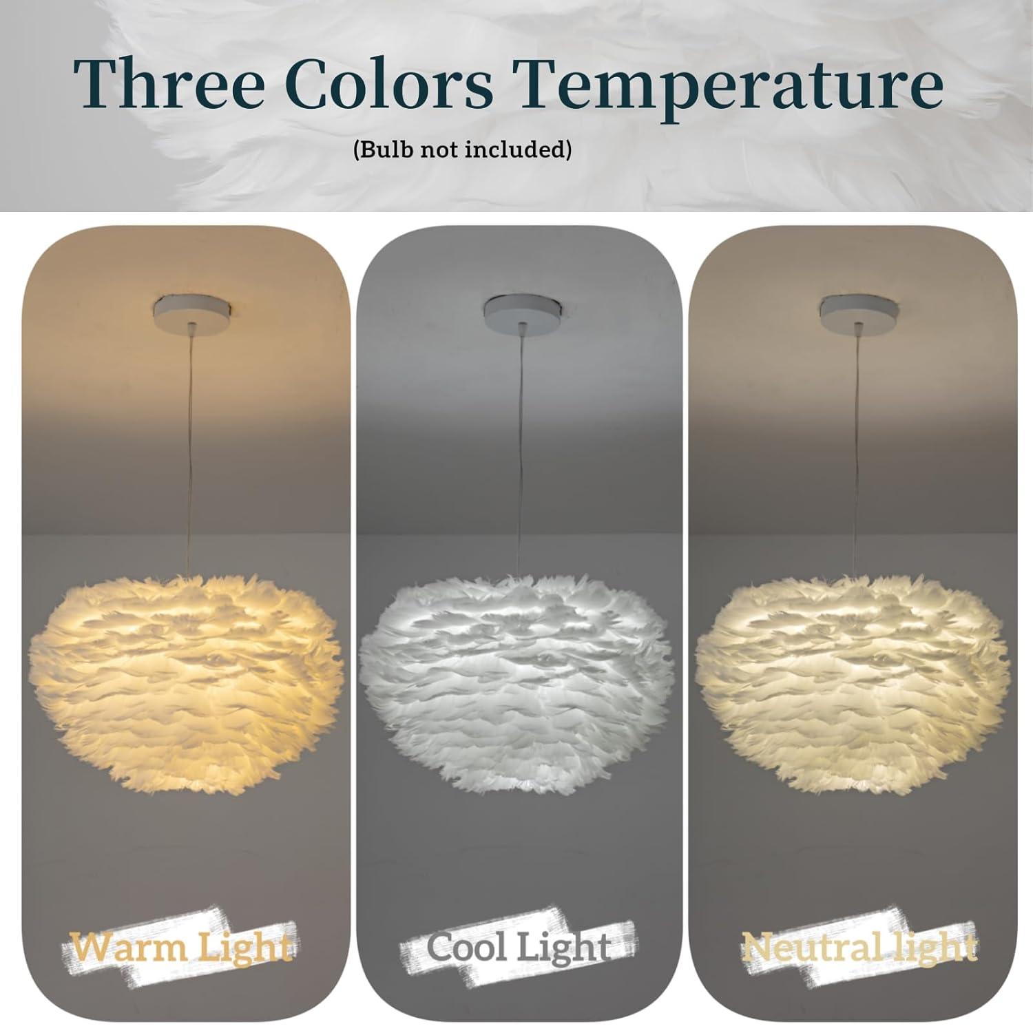 JONATHAN Y Stork 19" Feather Metal Adjustable LED Pendant, White