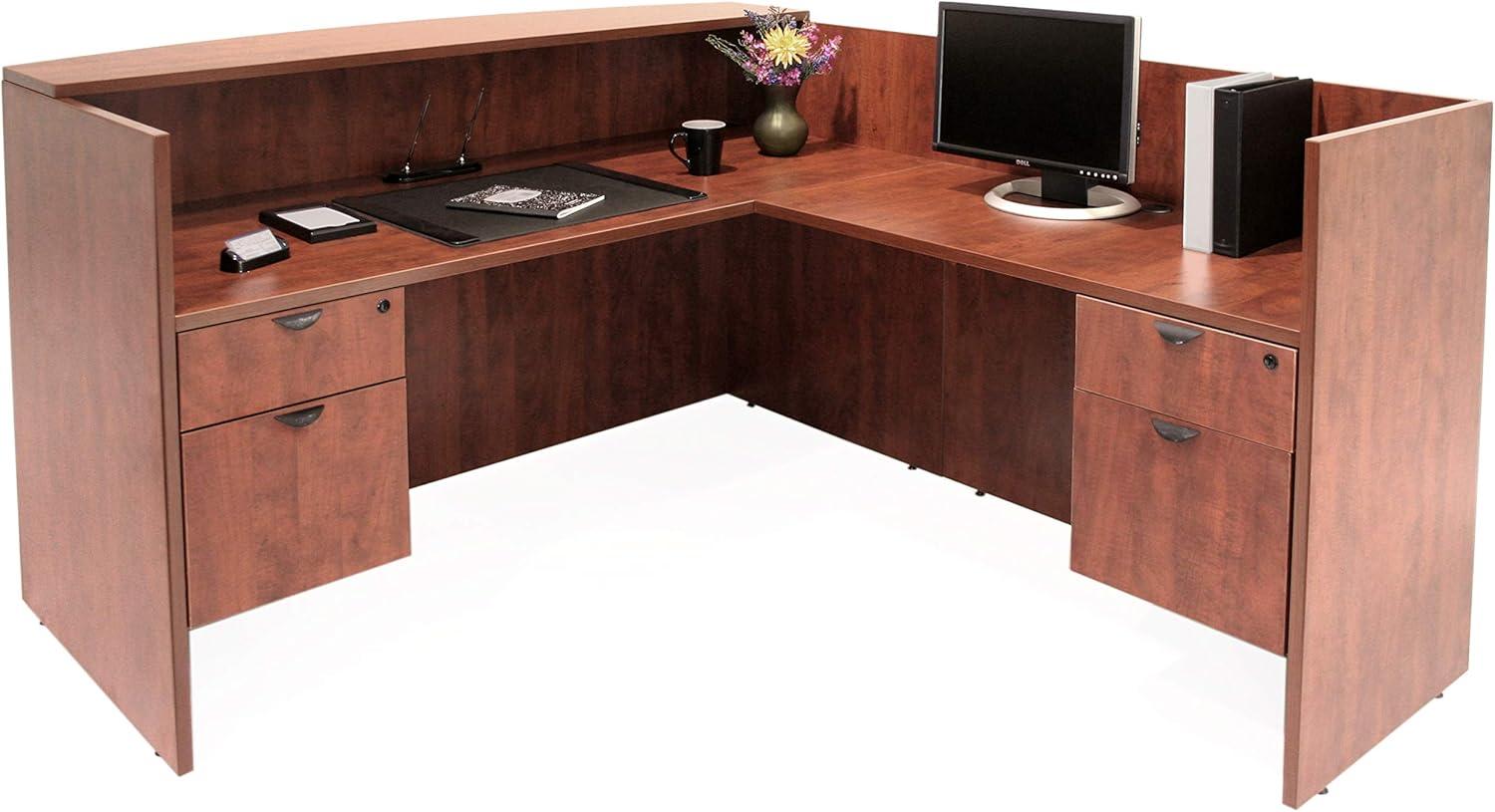 Romig Legacy Reception Desk with Double Pedestal File Cabinet- Cherry