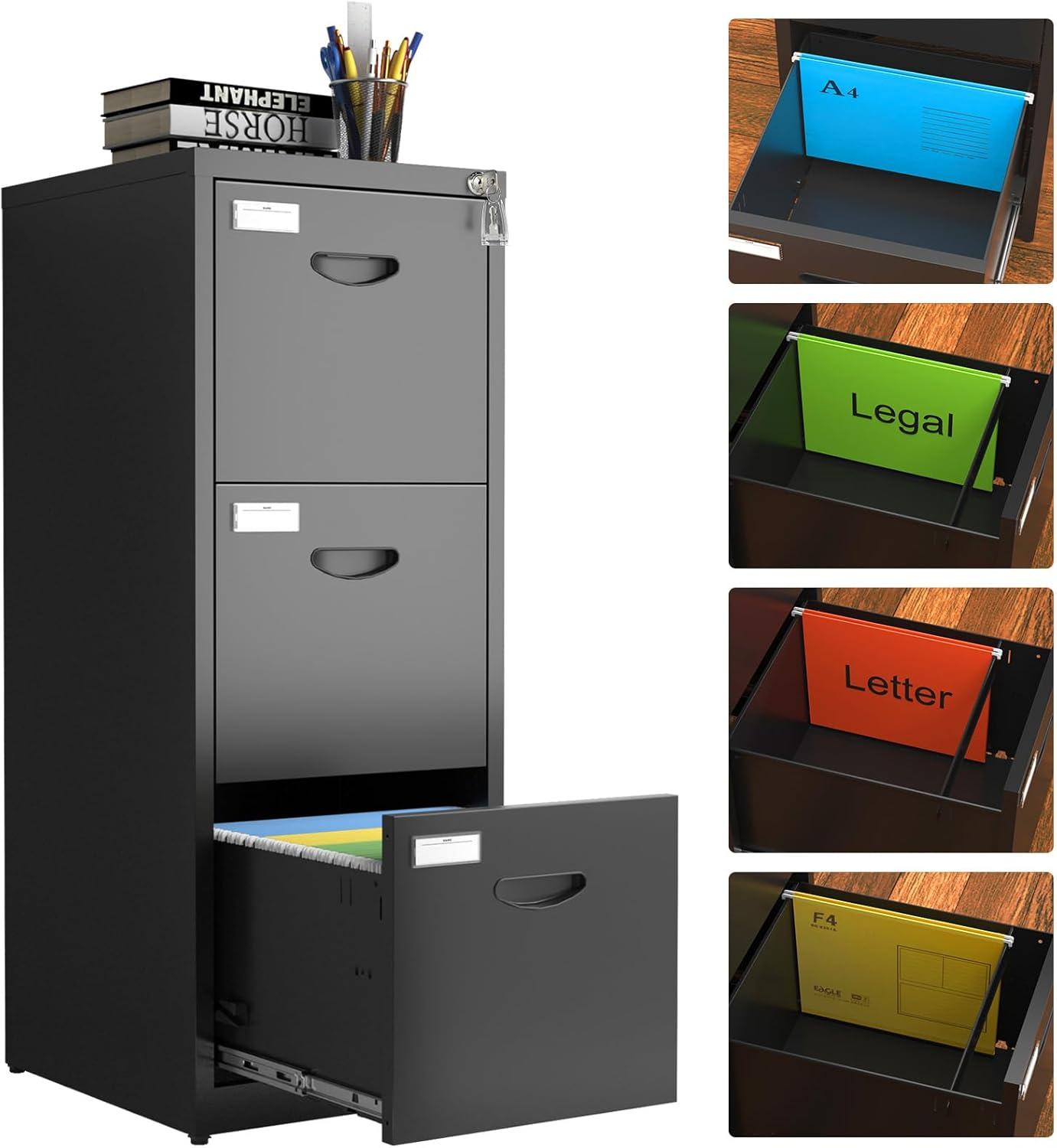 Inbox Zero 2 Drawer File Cabinet With Lock Metal Vertical File Cabinet