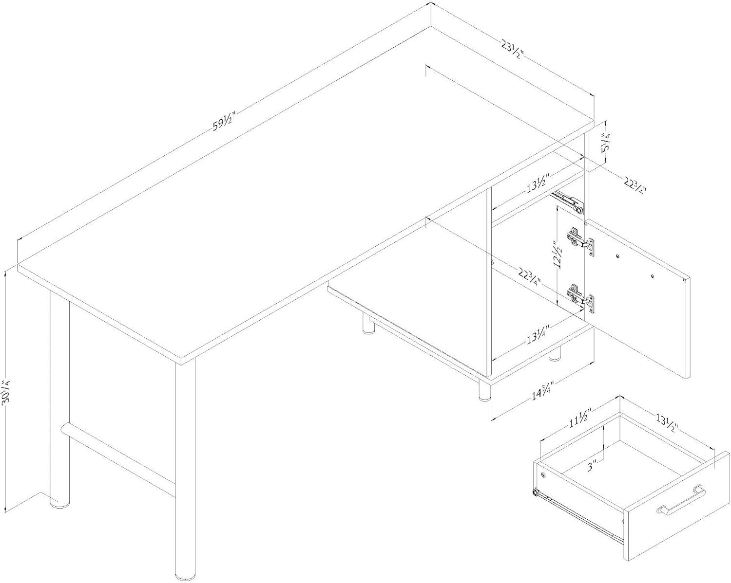 South Shore Melamine Desk Nordik Oak: Laminated Workstation with Storage, Adult Assembly