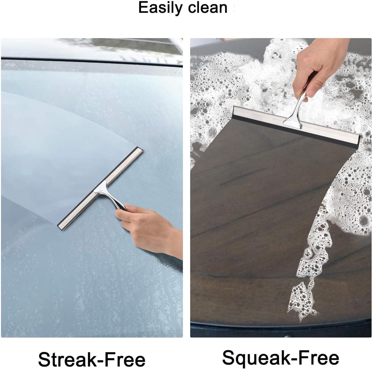 10-Inch Stainless Steel and Black Shower Squeegee
