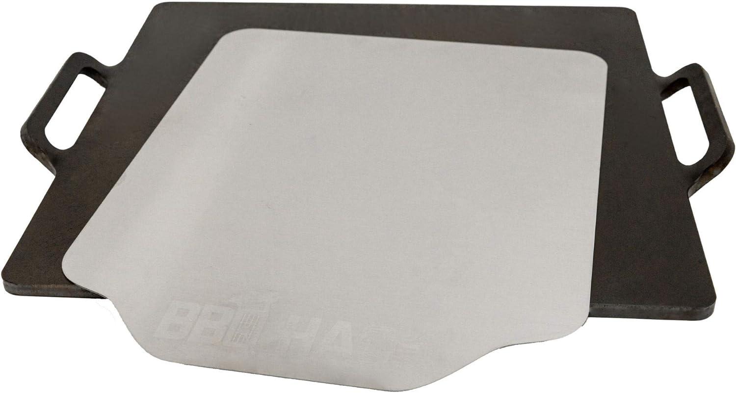 Pizza Steel Hack with Handles and Pizza Peel, Pizza Stone Made from Steel for Oven and Grill, High Performance 16" X 16" Baking Surface, (3/8" Thick)