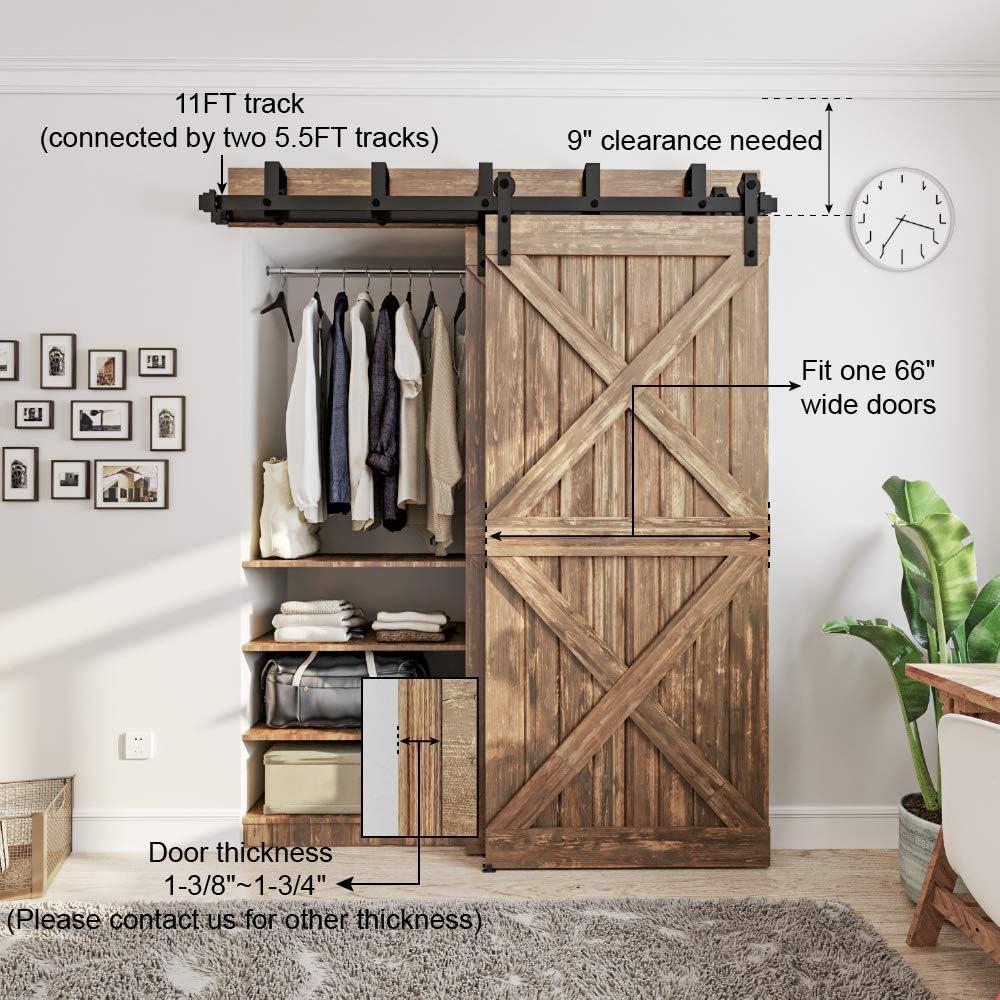 Lazio LAZ Sliding Double Bypass Double Door Barn Door Hardware Kit