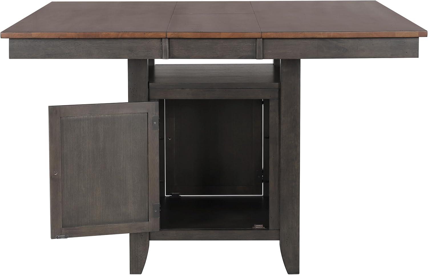 Dakota 5PC Extendable 42-54-in Pub Dining Storage Table Set in Brown & Gray Wood