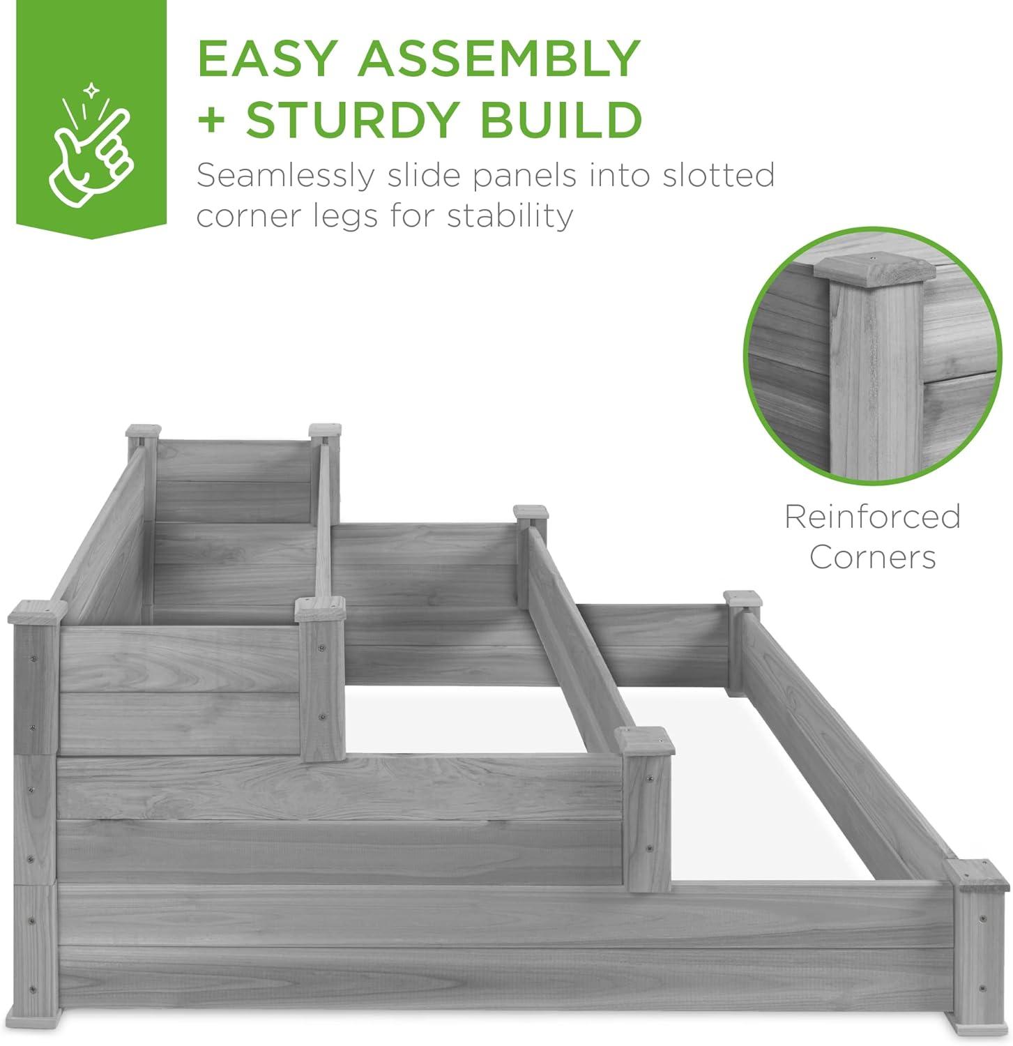 Arlmont & Co. Rosselyn 3-Tier Fir Wood Raised Garden Bed Planter for Plants, Vegetables, Outdoor Gardening