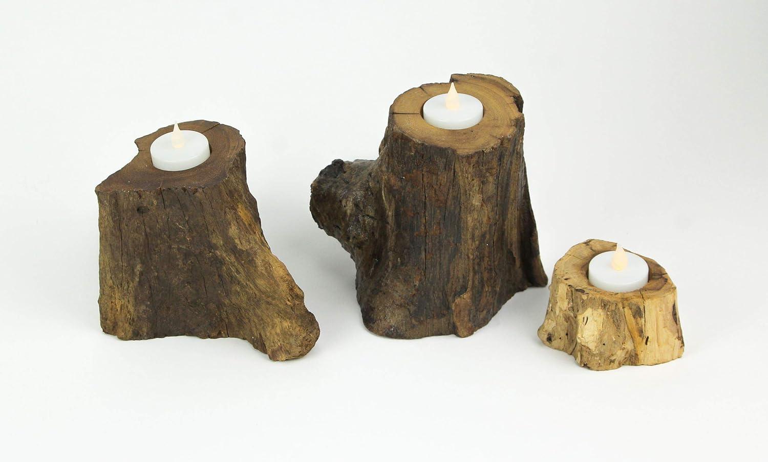 Things2Die4 Set of 3 Natural Gamal Branch Wood Single Tealight Candle Holders