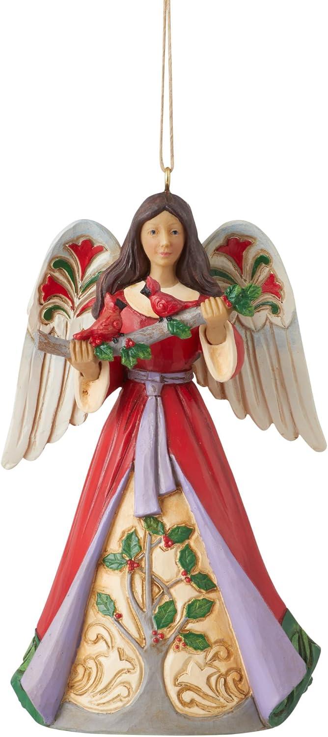 Heartwood Creek Christmas Angel Ornament with Holly and Cardinals