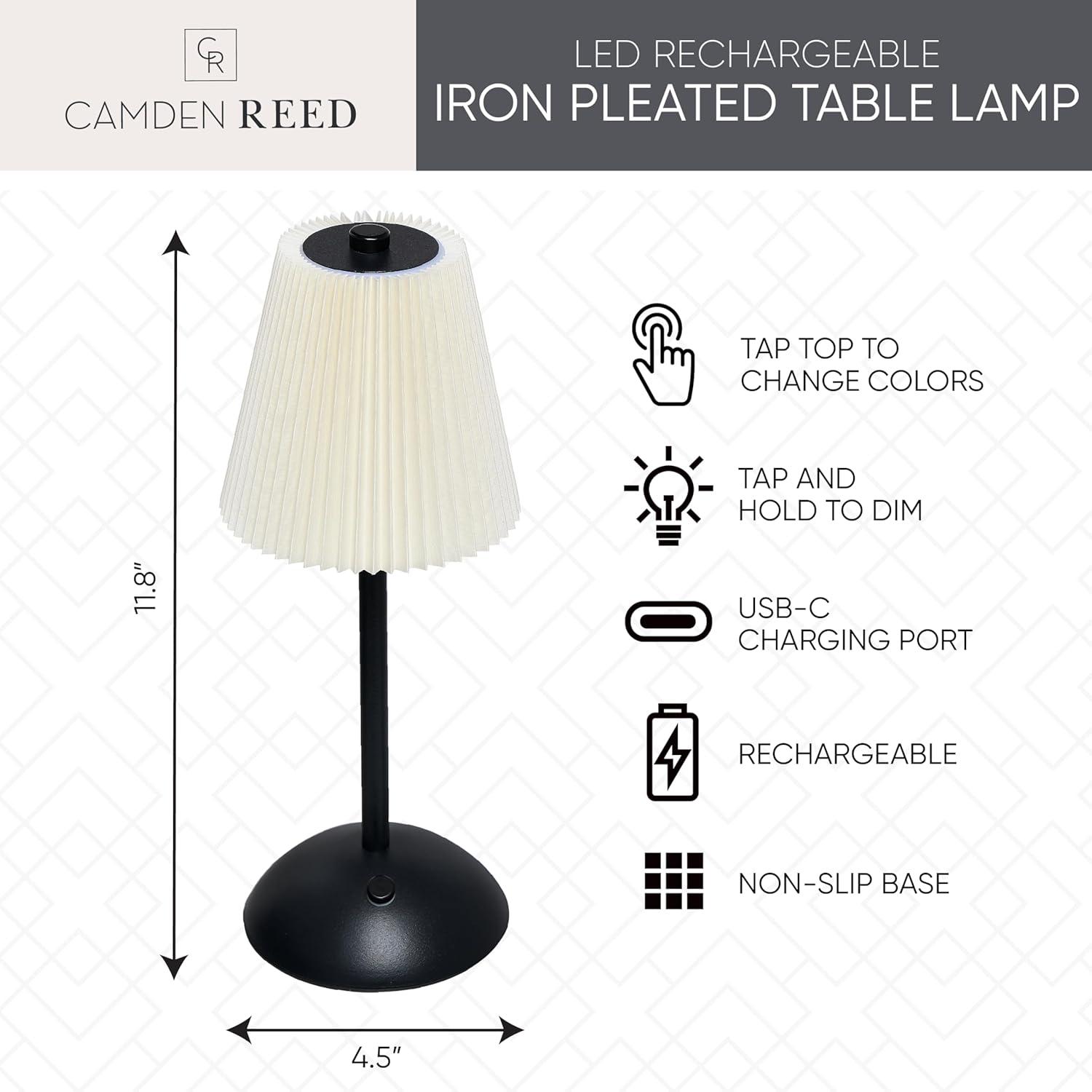 Camden Reed Table Lamp, Desk lamp, 3 Different Lighting Modes, Modern Minimal Design for Dinner/Coffee Table/Restaurant/Bedroom, Bell Black
