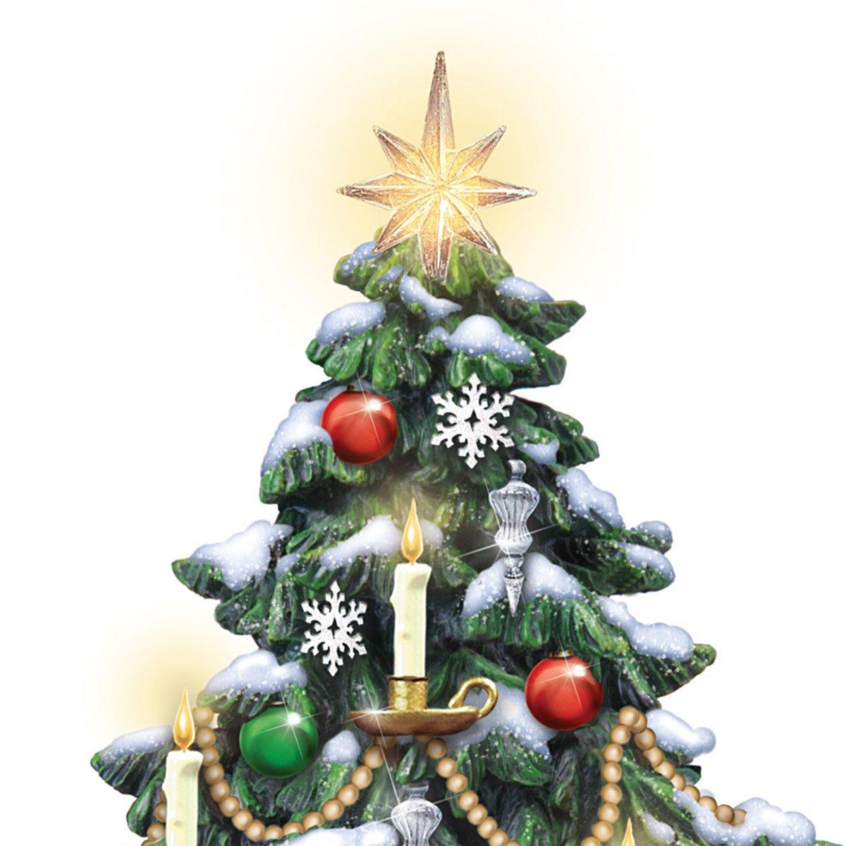 Bradford Thomas Kinkade Candlelit Tabletop Tree Lights & Music & Rotating Train