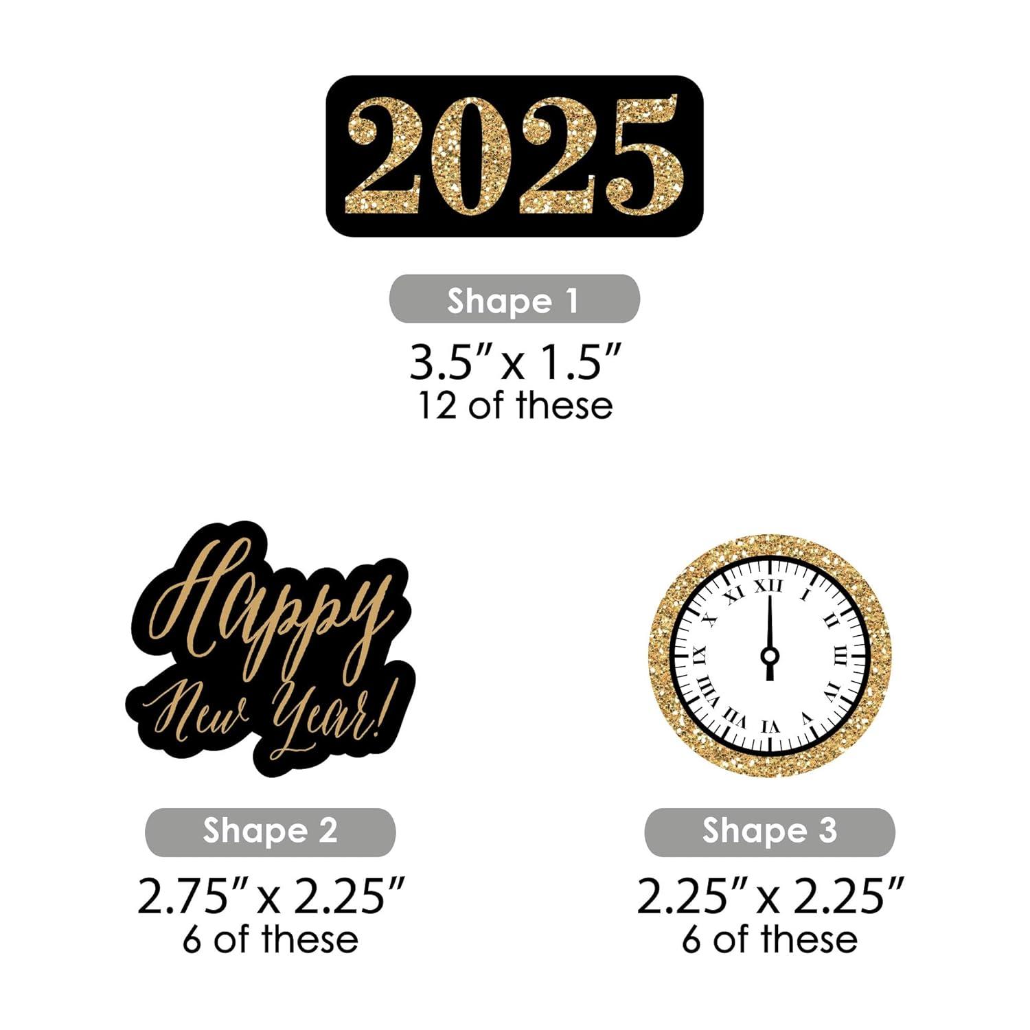 Big Dot of Happiness New Year's Eve - Gold - DIY Shaped 2025 New Years Eve Party Cut-Outs - 24 Count