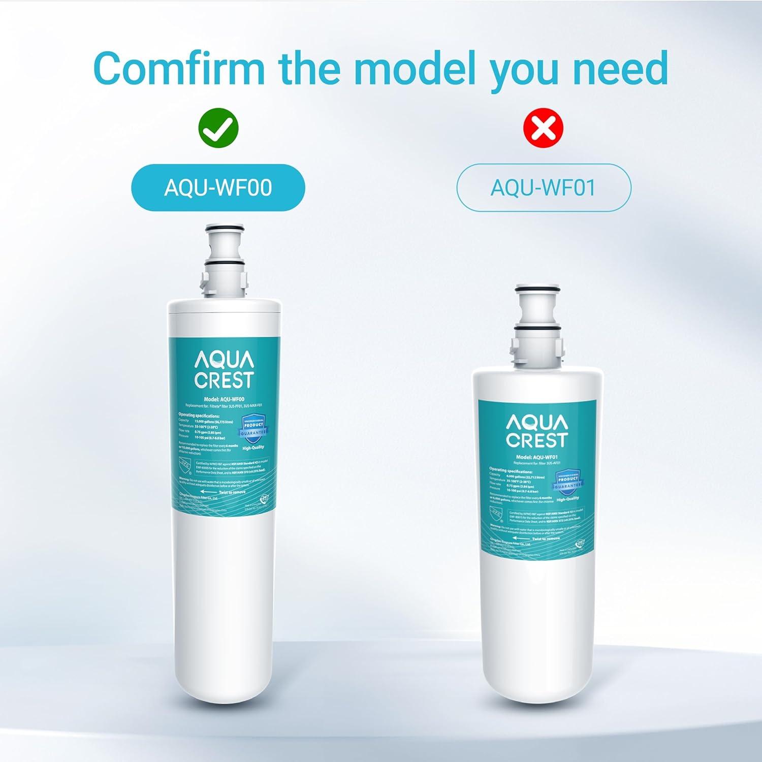 AQUA CREST 3US-AF01 Under Sink Water Filter, Replacement for Standard 3US-AF01, 3US-AS01, Aqua-Pure AP Easy C-CS-FF, WHCF-SRC, WHCF-SUFC, WHCF-SUF Water Filter, NSF/ANSI 42 Certified (Pack of 1)