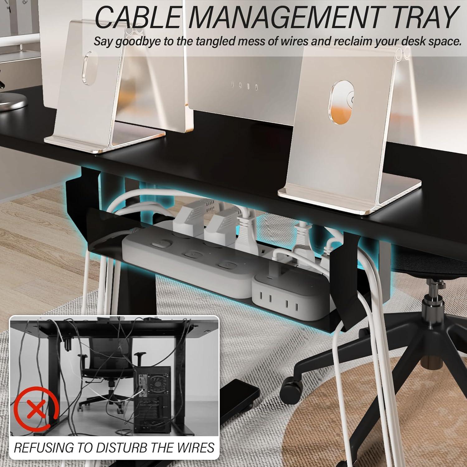 Electric Stand up Desk, 48'' Wide Desktop with Adjustable Height, Standing Computer Desk for Home Ofiice, Black
