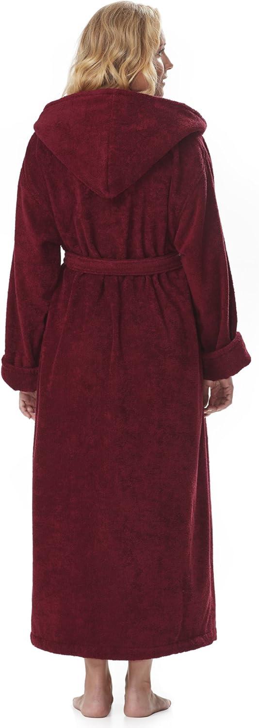 Red Barrel Studio® Hovis Cotton Terry Cloth Ankle Bathrobe with Pockets and Hood