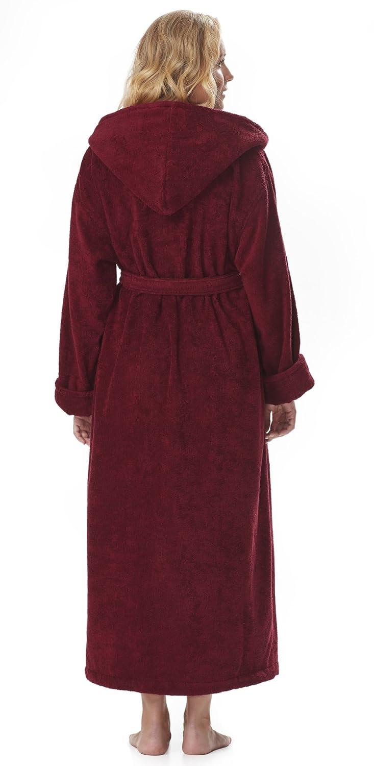 Red Barrel Studio® Hovis Cotton Terry Cloth Ankle Bathrobe with Pockets and Hood