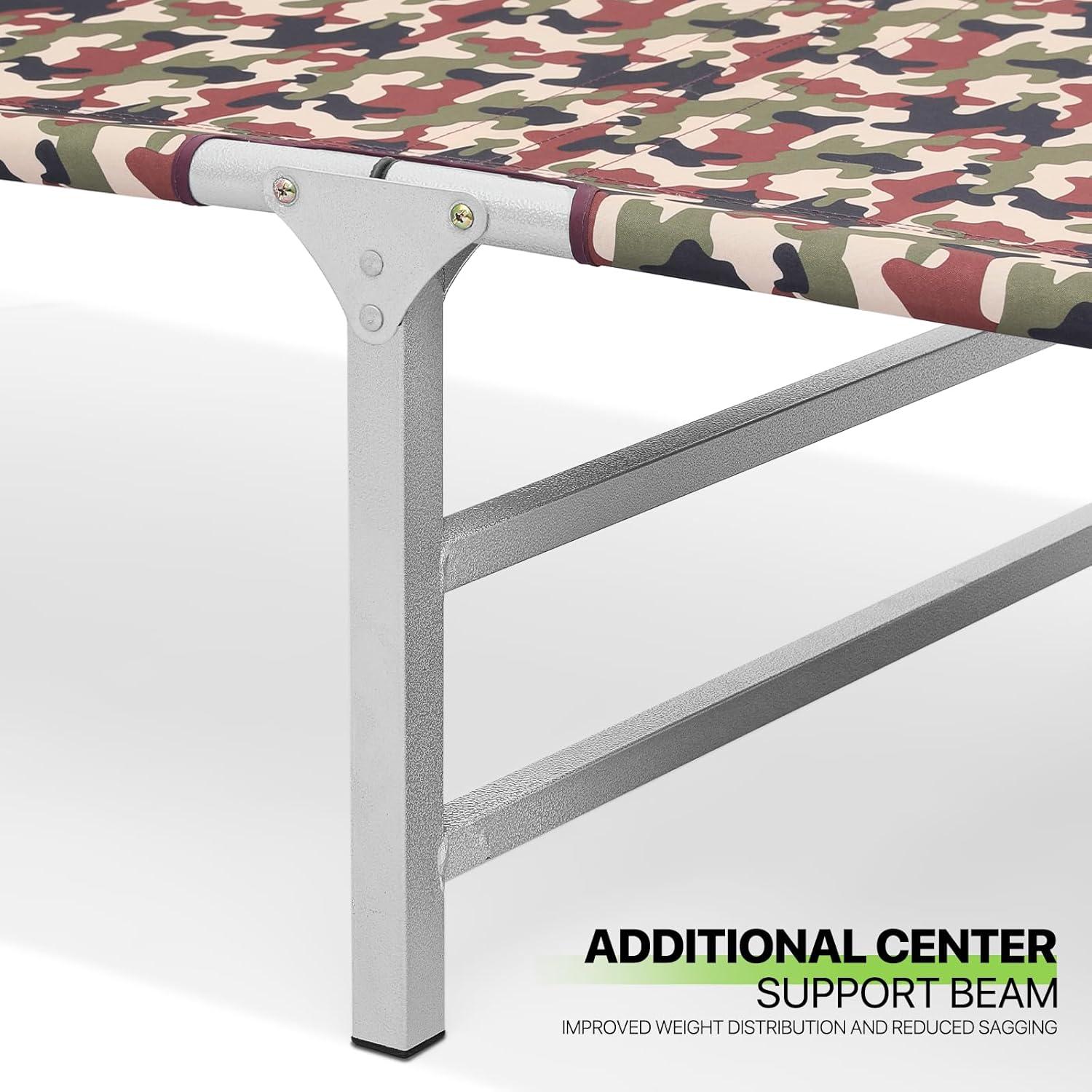 Magshion Portable Military Fold Up Camping Bed Cot + Free Storage Bag Camo