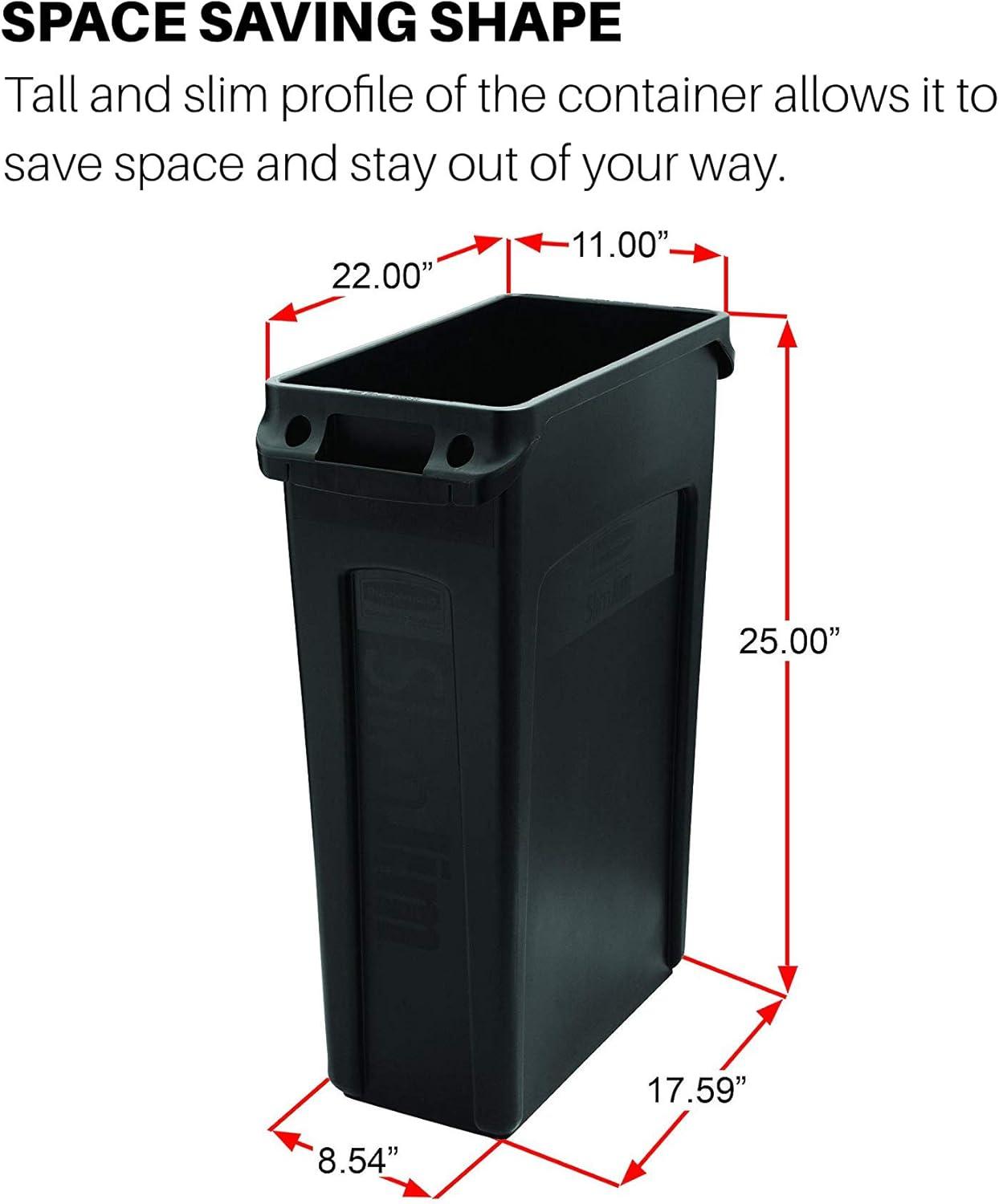 Rubbermaid Commercial Slim Jim Waste Container w/Handles Rectangular Plastic 15.875gal Light Gray