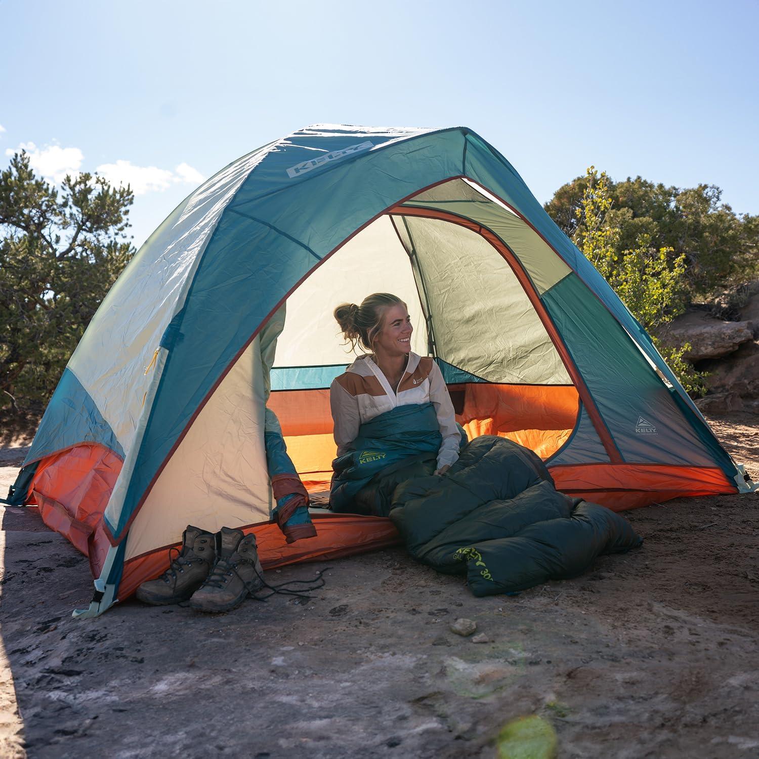 Kelty 4-Person Green and Blue Dome Camping Tent