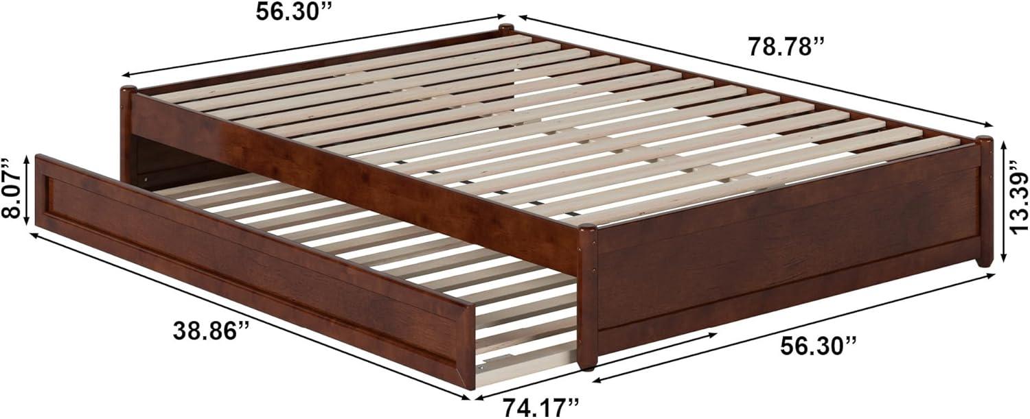 AFI Furnishings Full Panel Platform Bed with Twin Trundle in Walnut