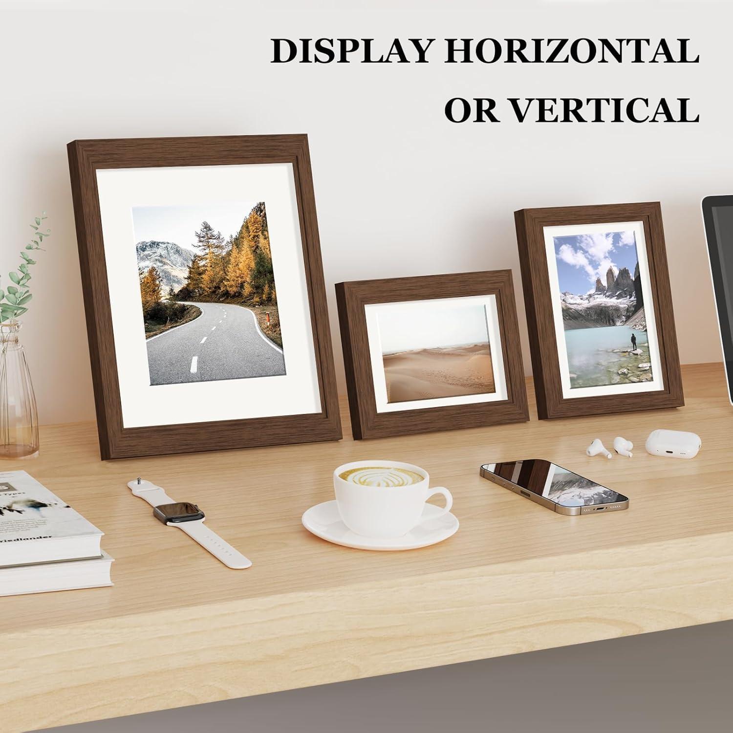 Picture Frames Set of 10, Collage Picture Frames for 8x10, 5x7, 4x6 Photos Real Glass for Wall or Tabletop
