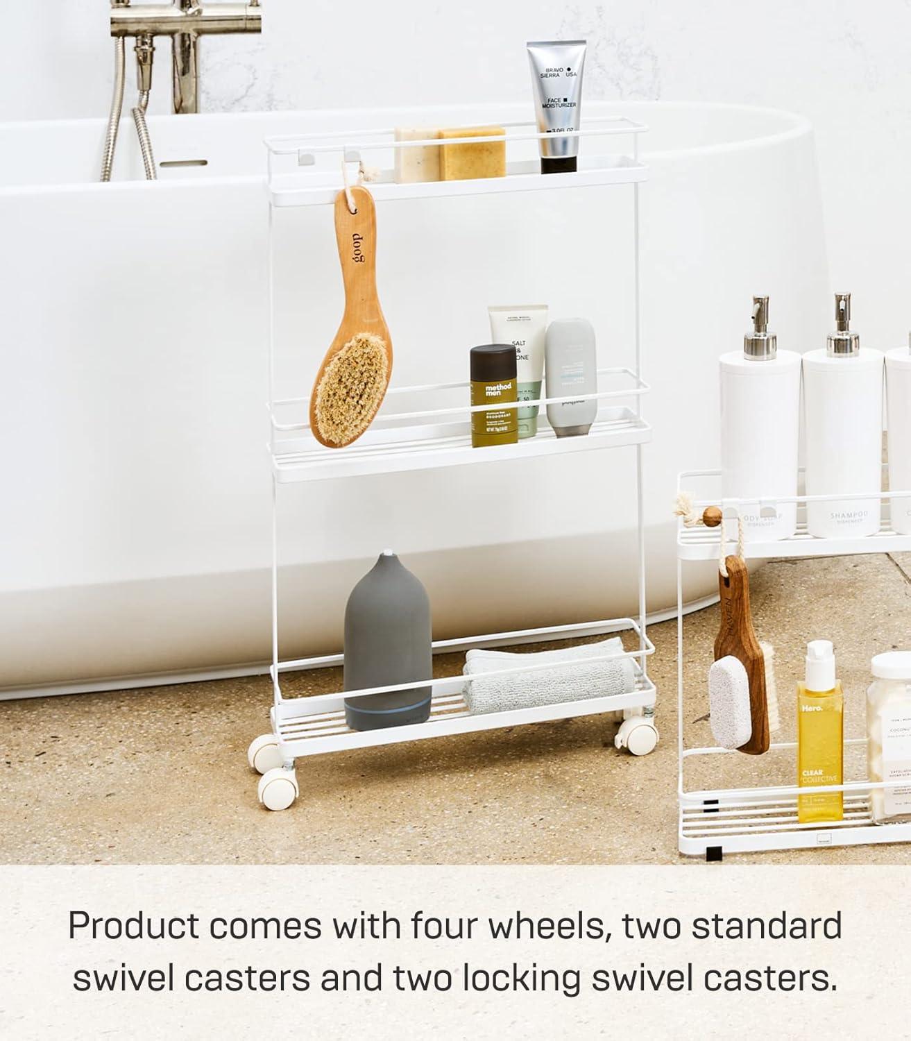 Tower Yamazaki Home Rolling Kitchen Island Metal Storage Cart, Portable Organizer Shelves