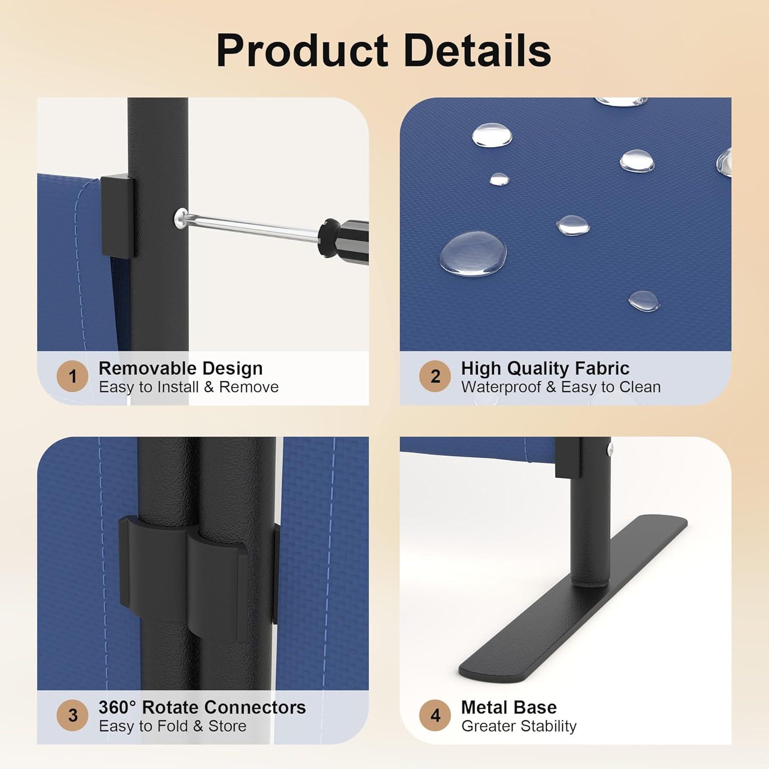 GOJOOASIS Room Dividers Folding Privacy Screens 4 Panel Partition (Blue)