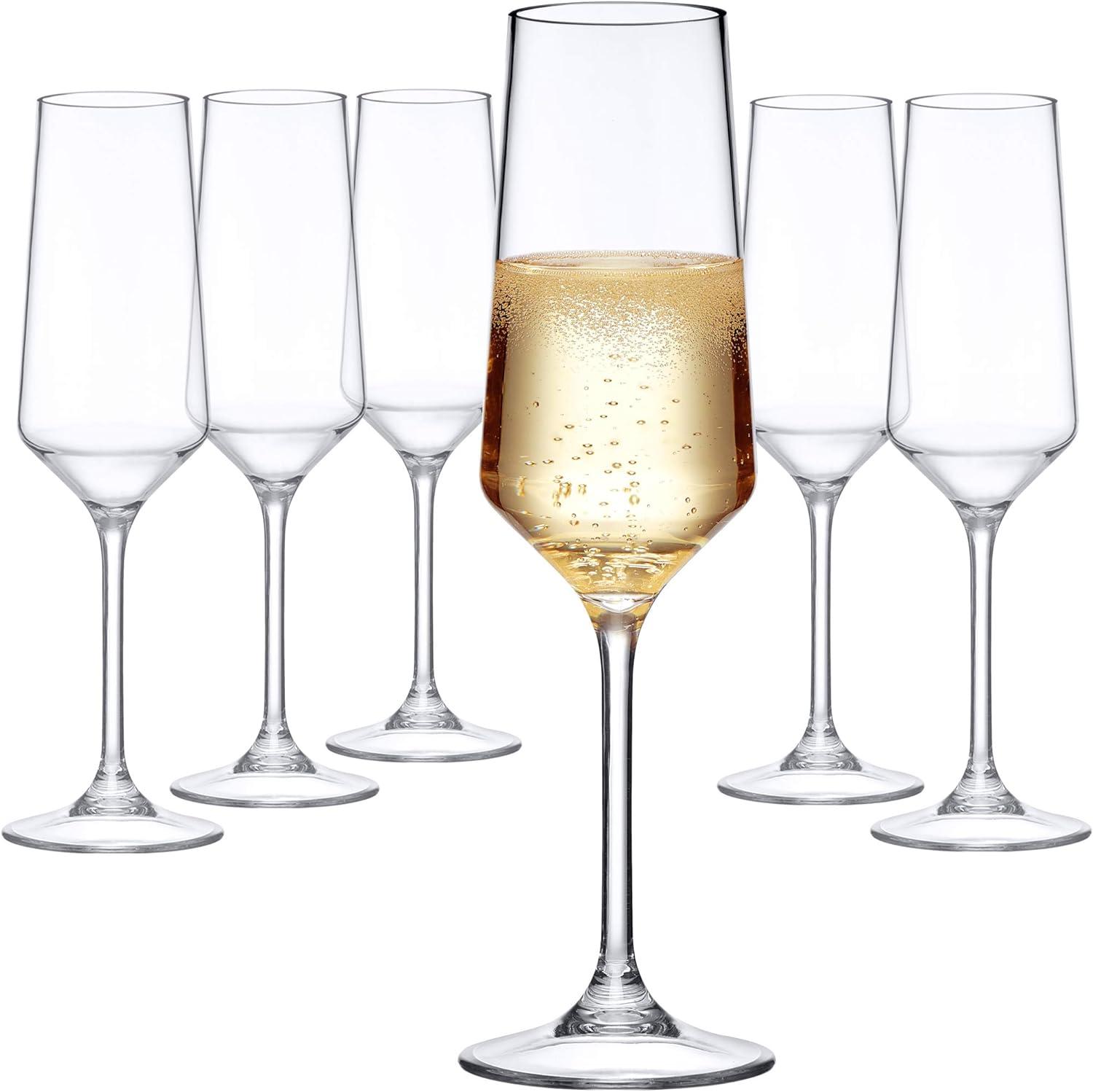 Stella 8-Ounce Clear Tritan Champagne Flutes Set of 6