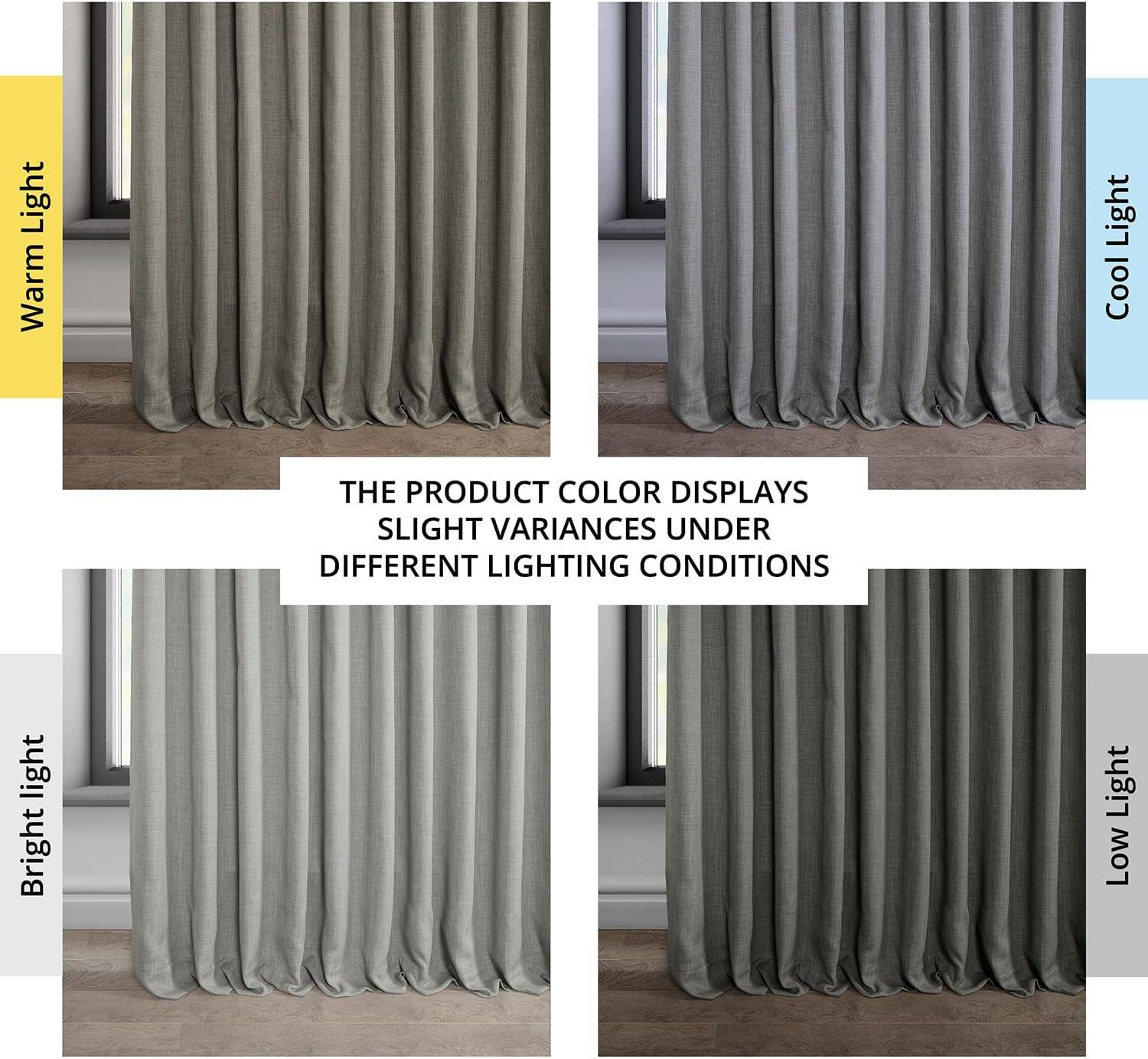Textured Faux Linen Rod Pocket Room Darkening Curtains for Bedroom & Living Room Curtains - Single Panel Drapes