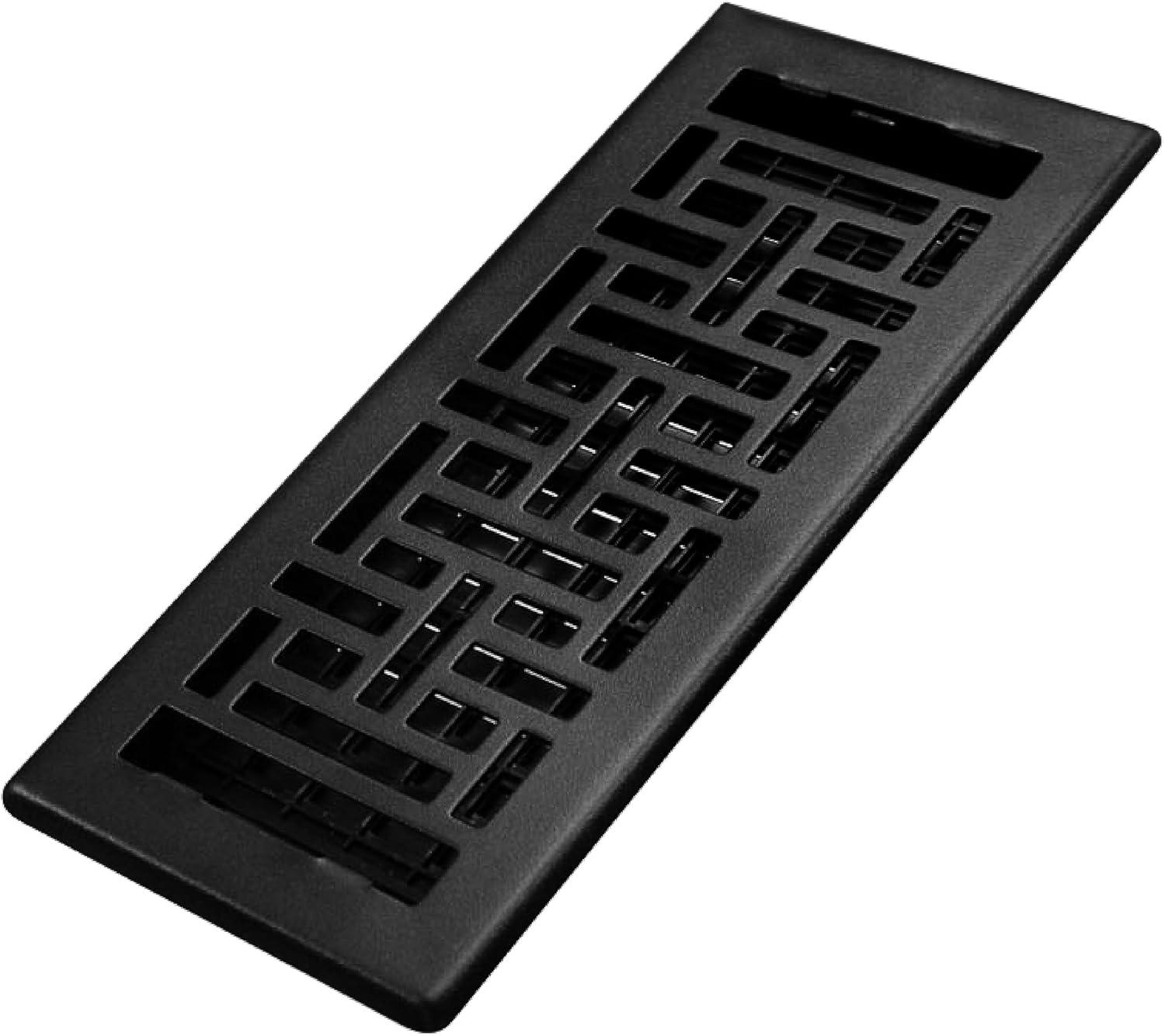 Textured Black Oriental Steel Floor Register, 4x10 Inches