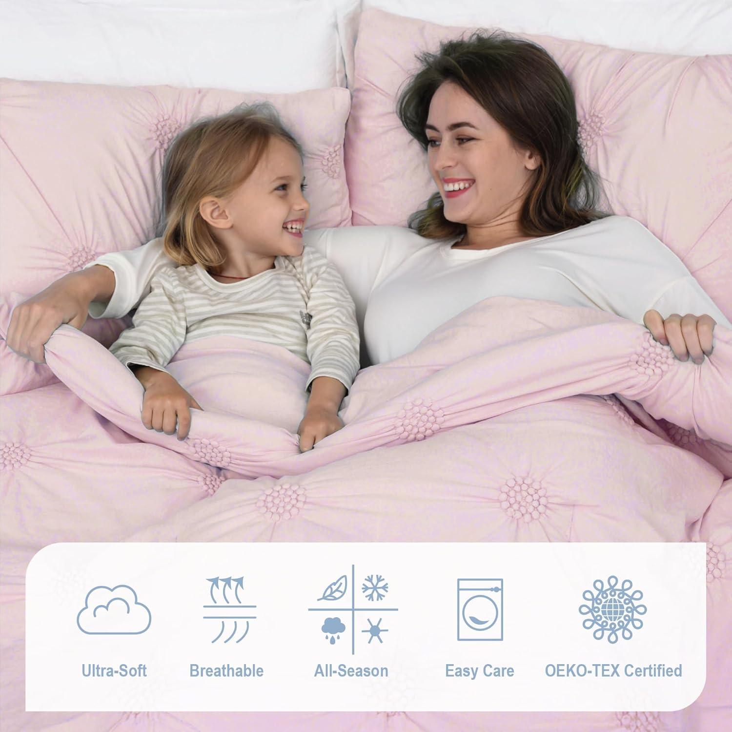 Swift Home Supreme Microfiber Floral Pintuck Microfiber 3-Piece Comforter Set