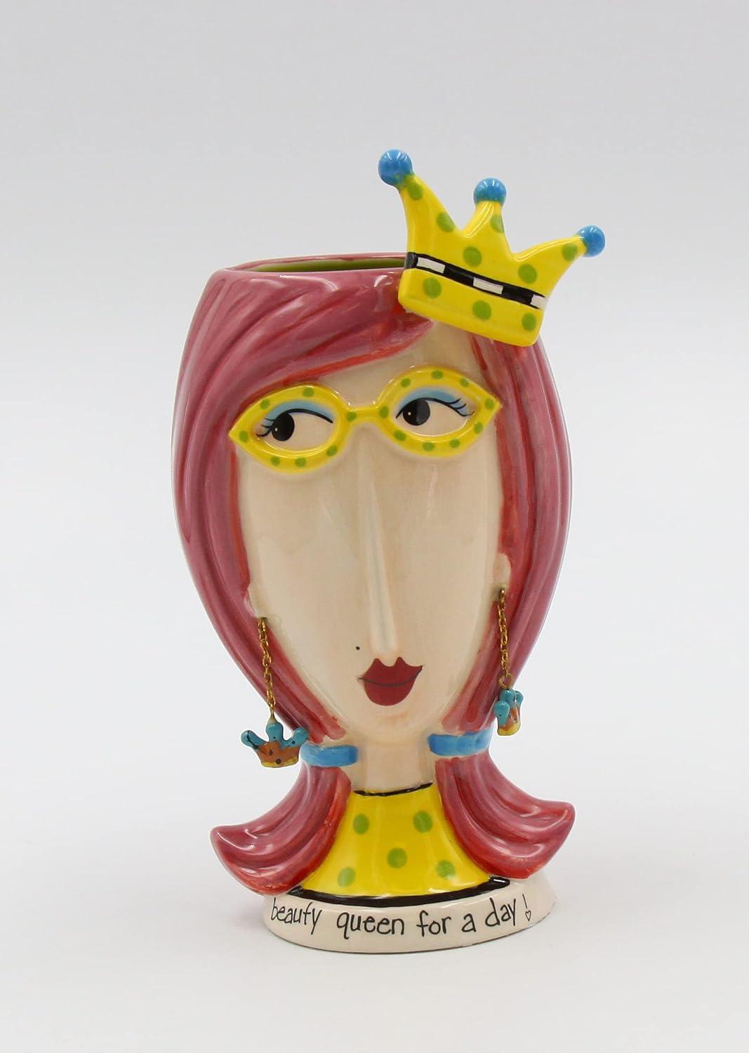 Sassy Chic 8.5'' Ceramic Beauty Queen Vase & Brush Holder