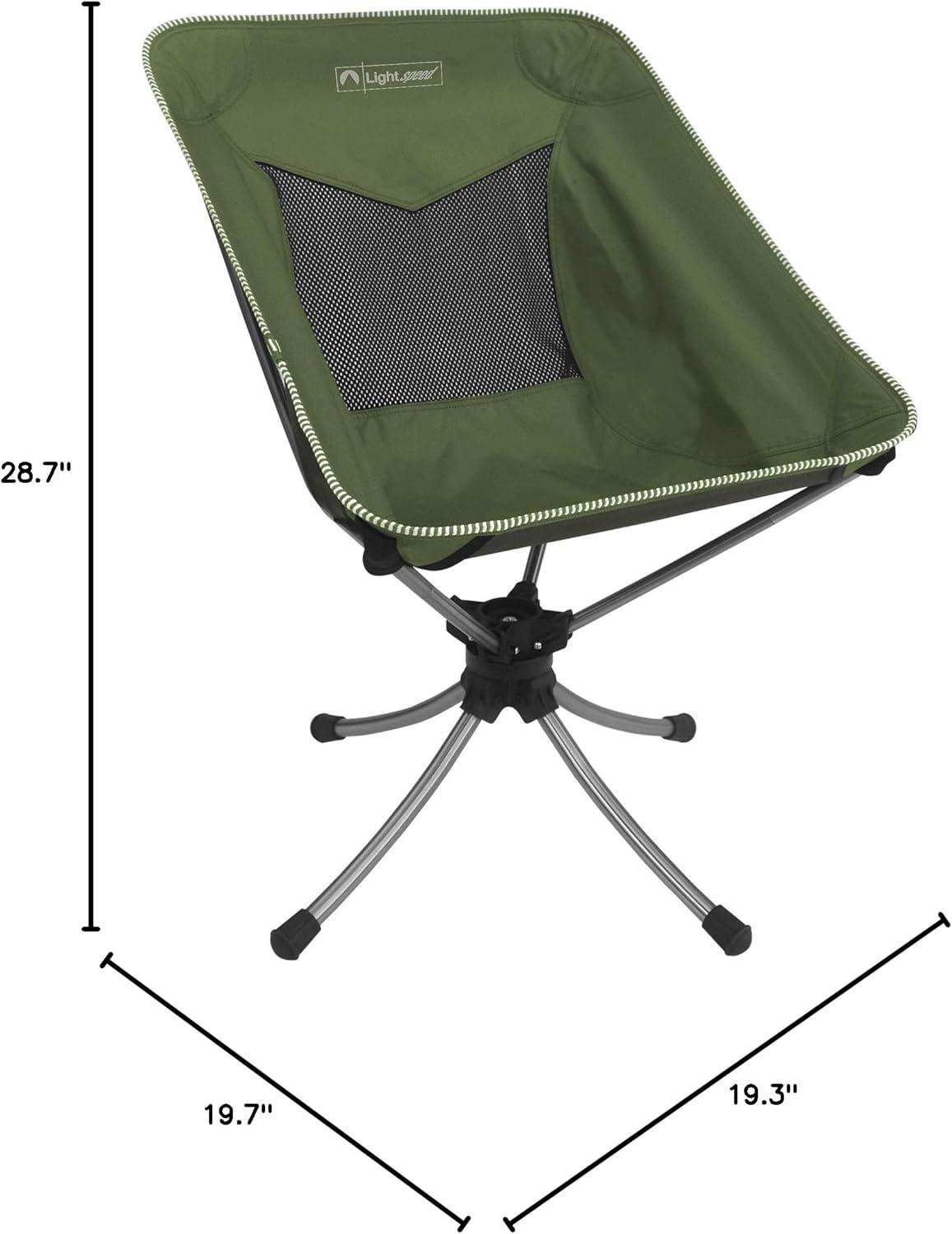 ECR4Kids Lightspeed Outdoors Short Swivel Camp Chair, Outside Seating, Green